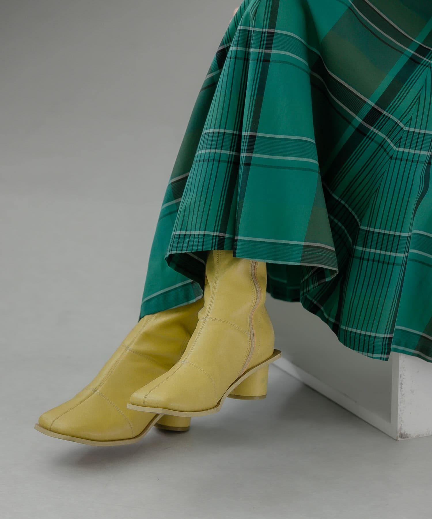 パッチワークストレッチブーツ MUSTARD 36