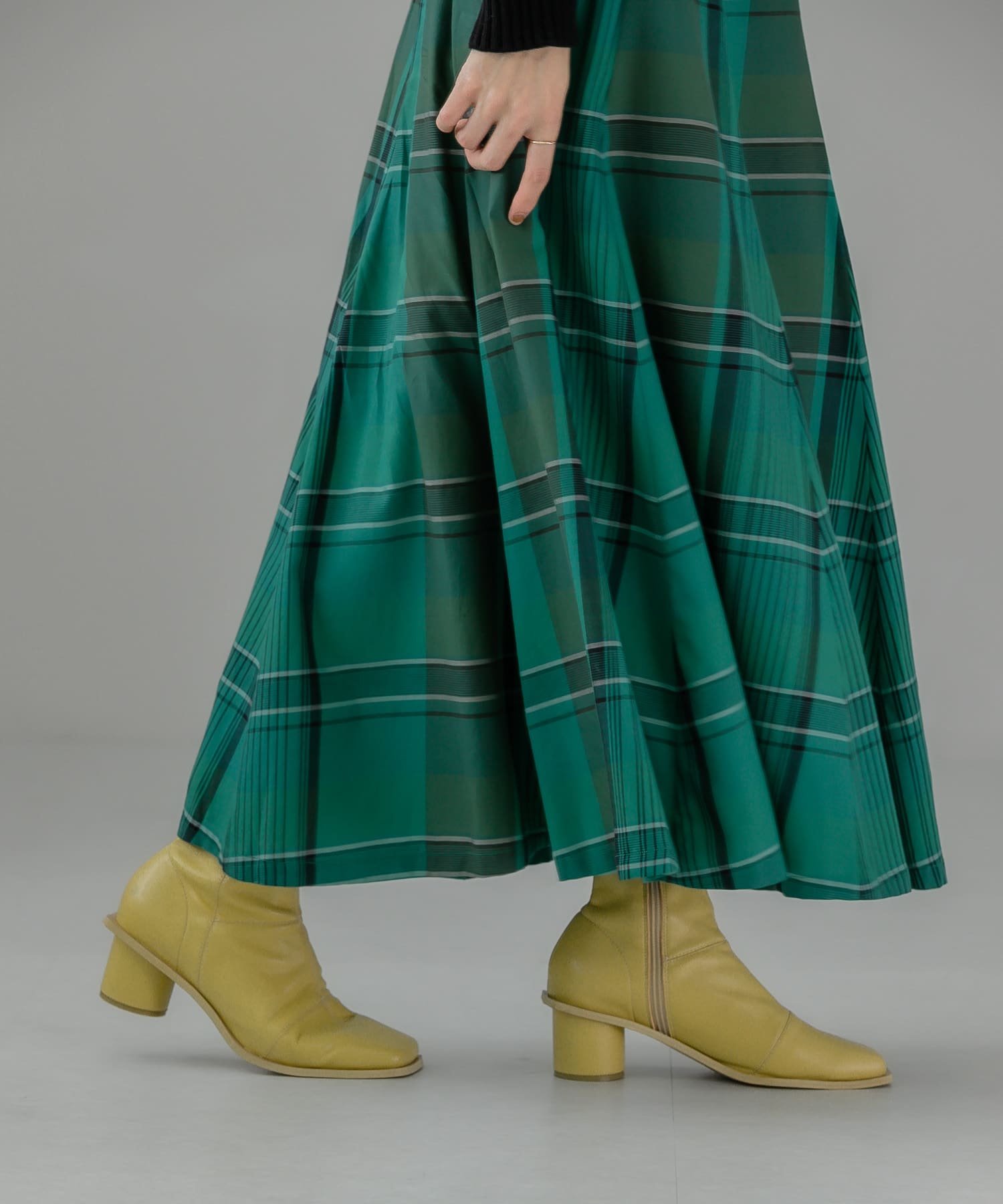 パッチワークストレッチブーツ MUSTARD 36