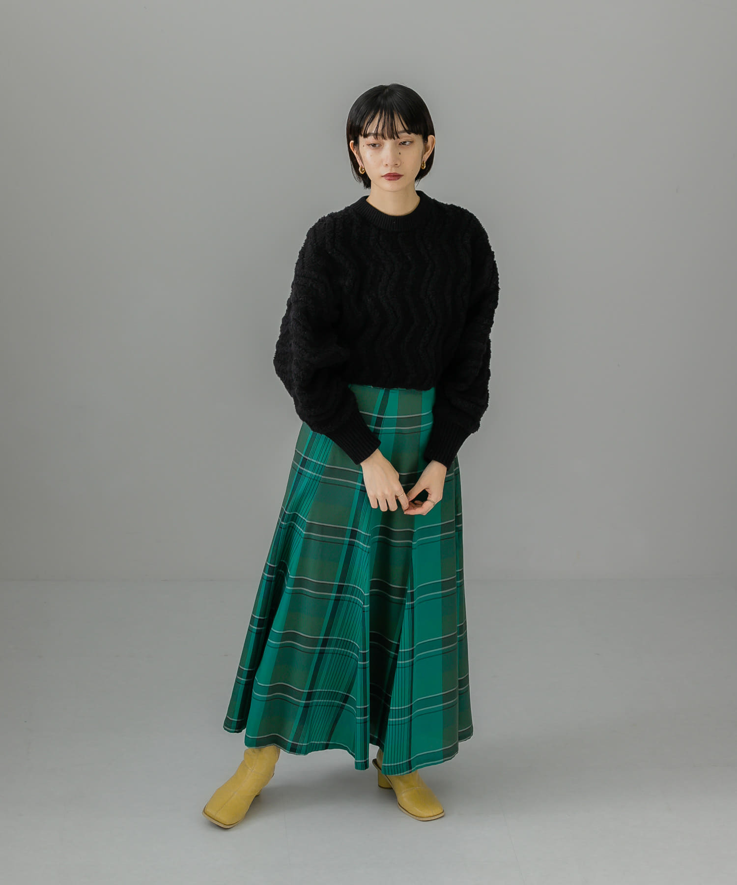 パッチワークストレッチブーツ MUSTARD 36