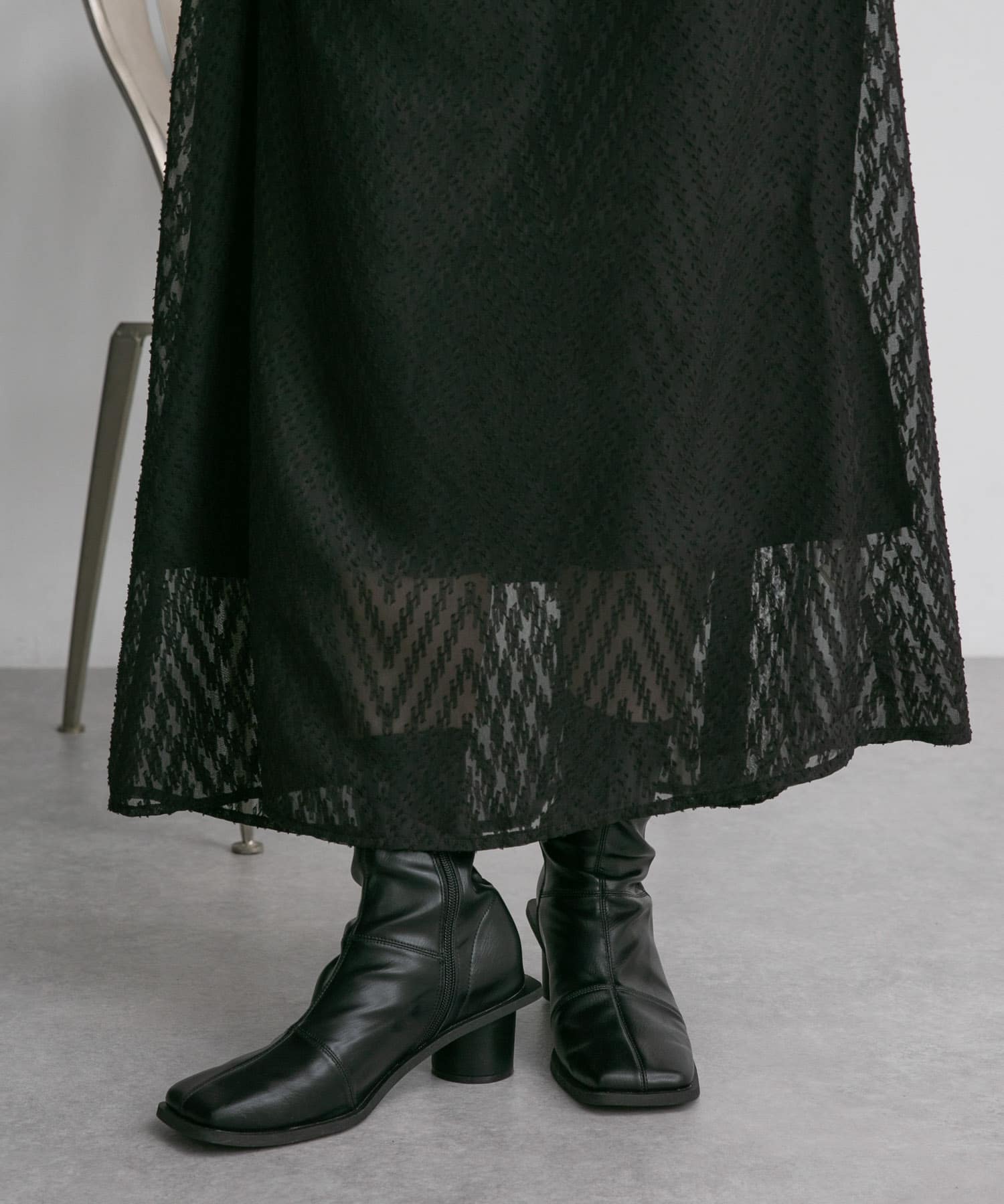 パッチワークストレッチブーツ BLACK 36