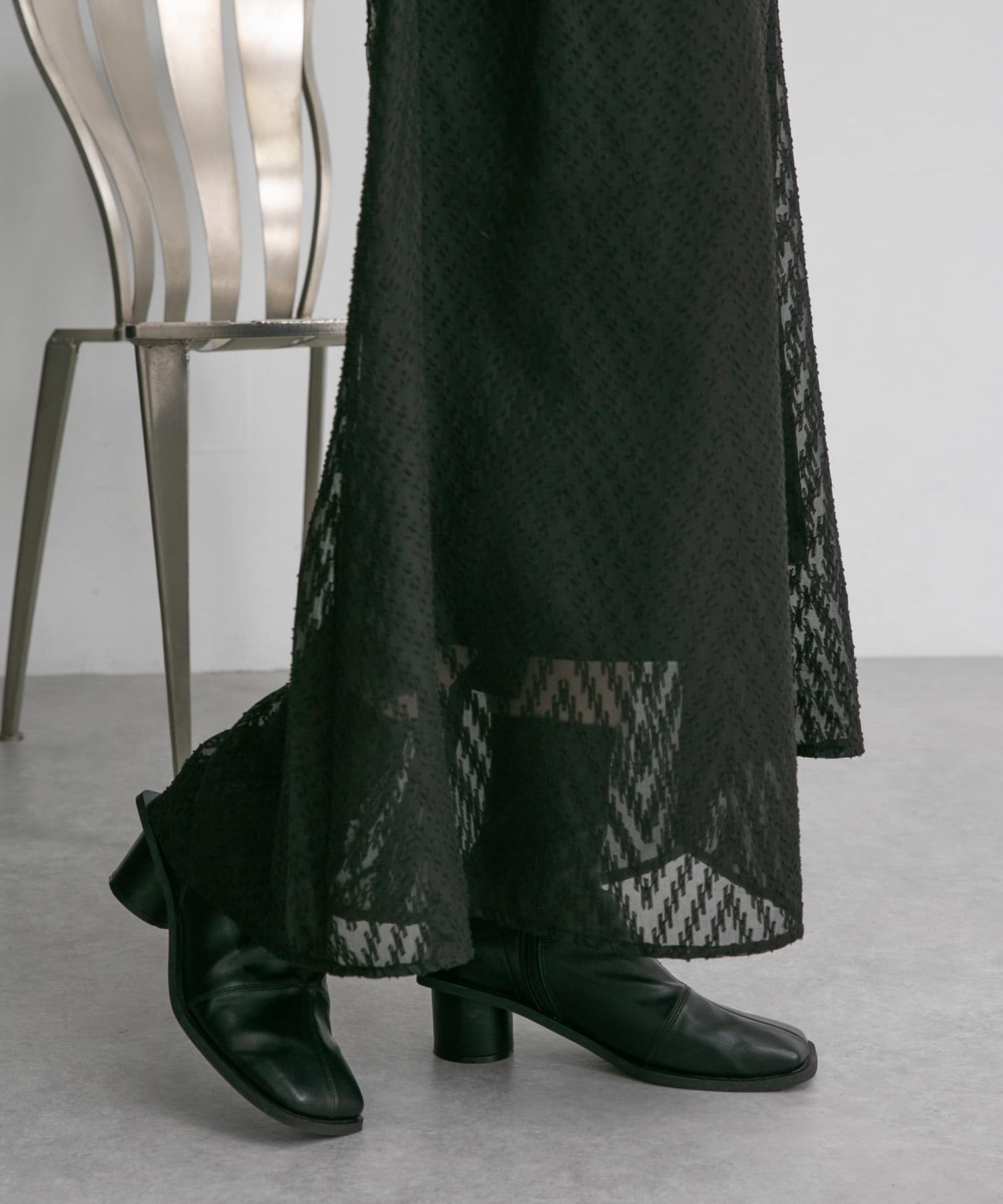 パッチワークストレッチブーツ BLACK 36