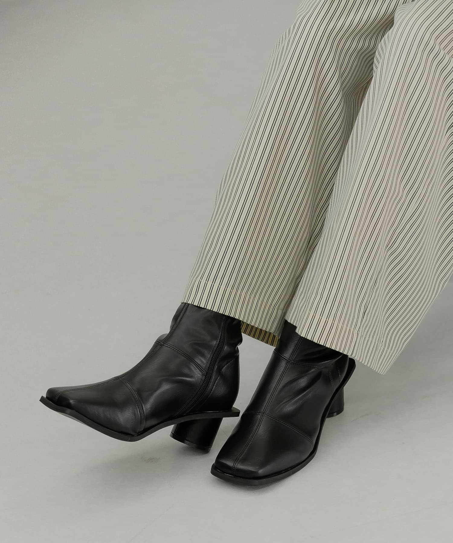 パッチワークストレッチブーツ BLACK 36