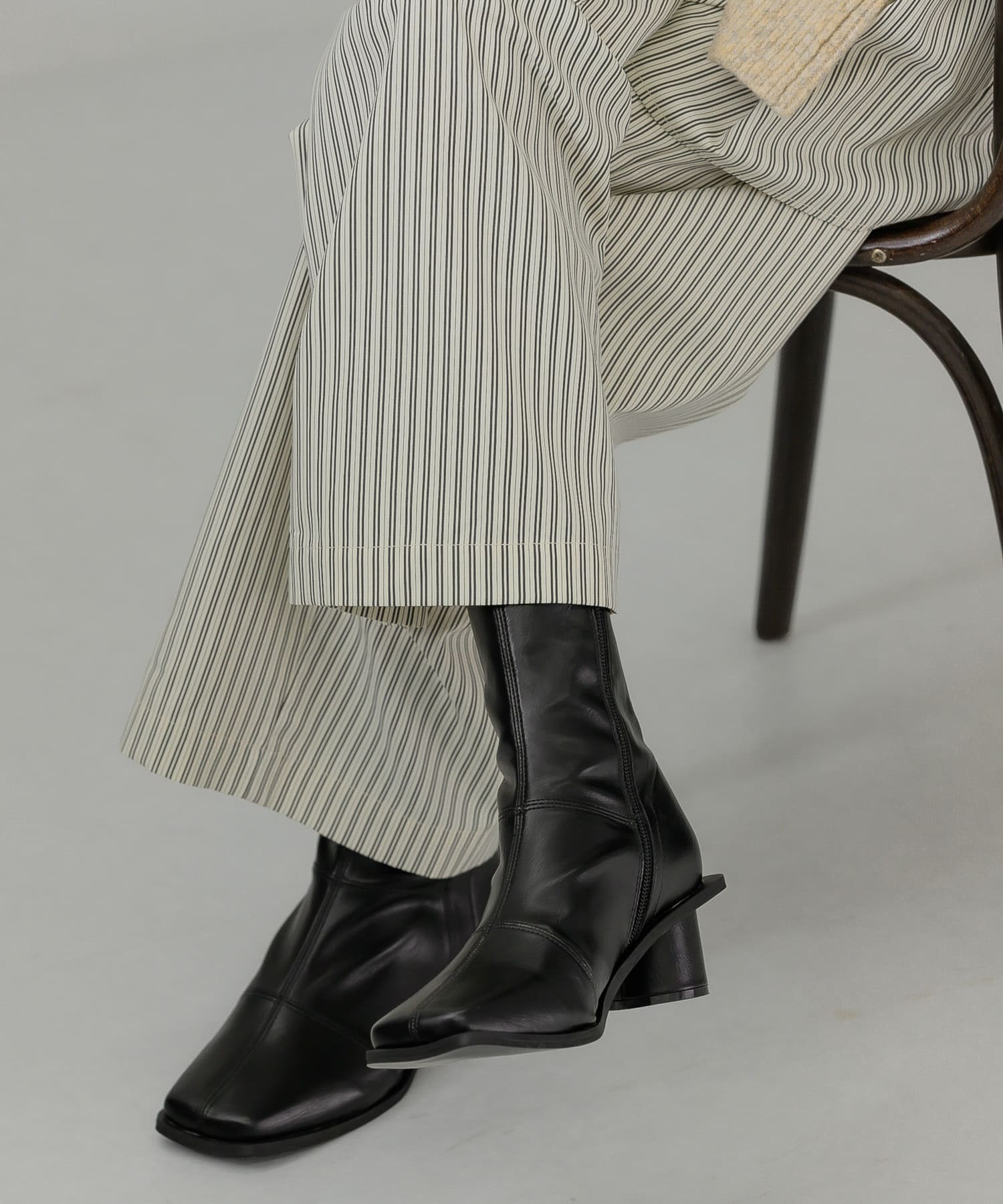 パッチワークストレッチブーツ BLACK 36