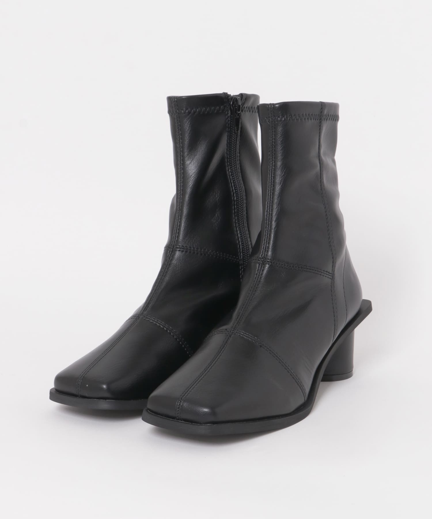 パッチワークストレッチブーツ BLACK 36