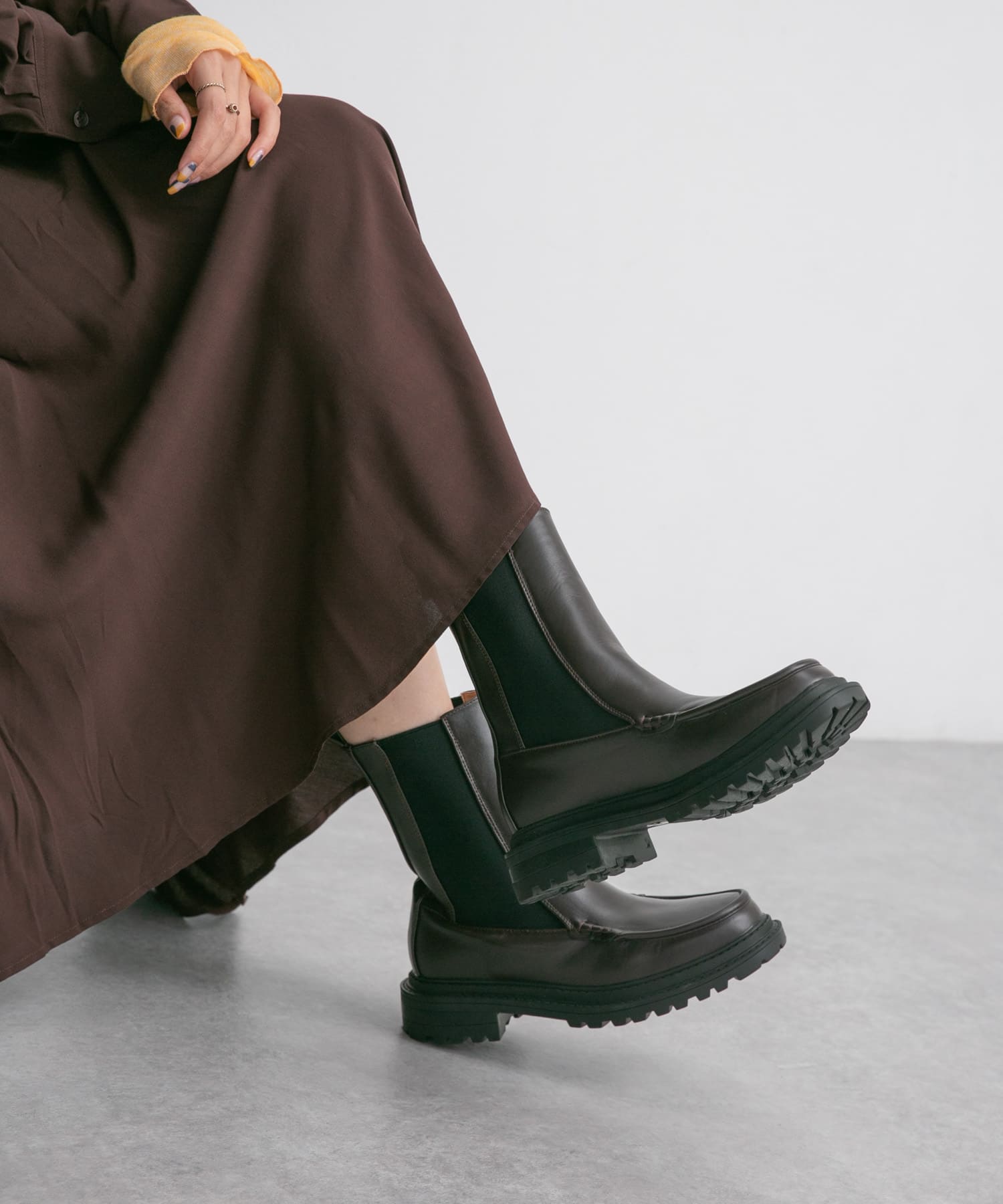 モカシントゥサイドゴアブーツ D.BROWN 36