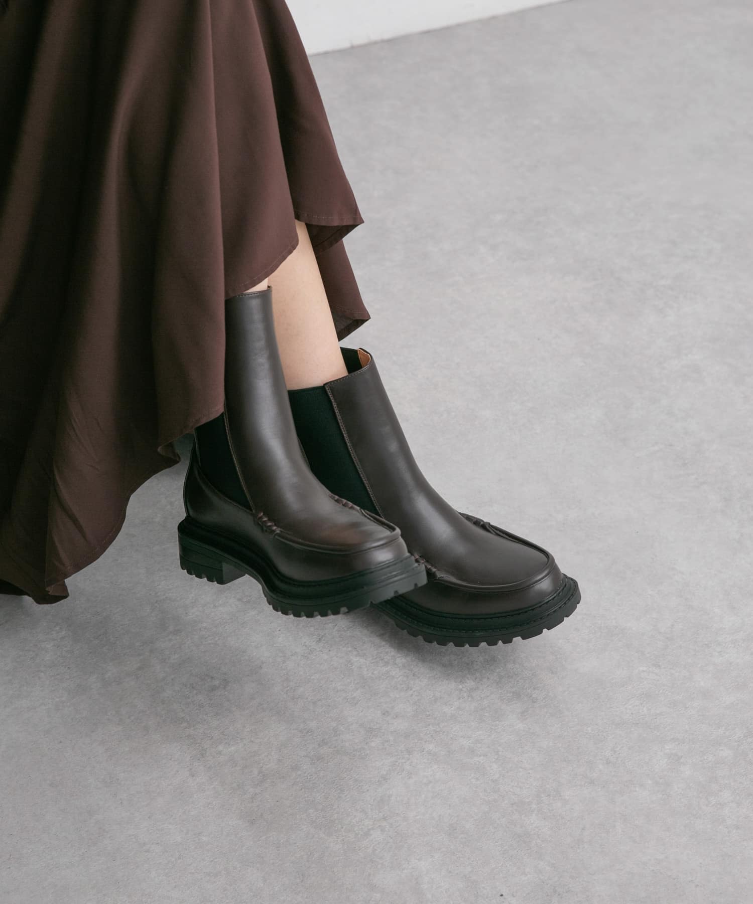 モカシントゥサイドゴアブーツ D.BROWN 36