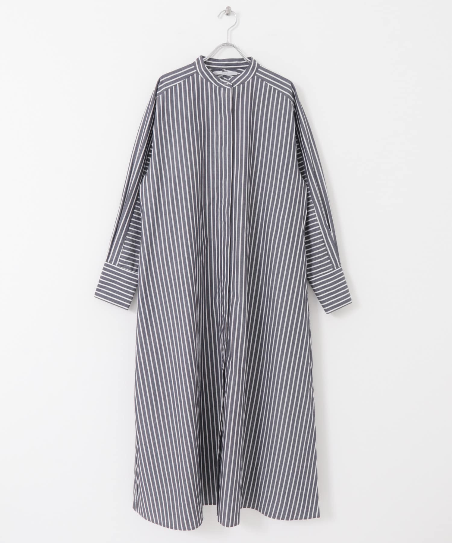ストライプデザインシャツワンピース NAVY one