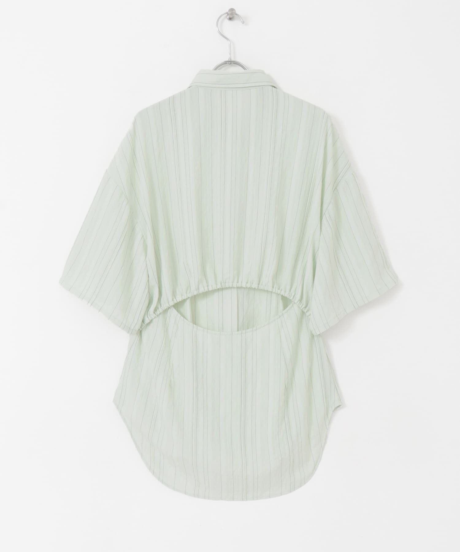 バックオープンストライプシャツ MINT one