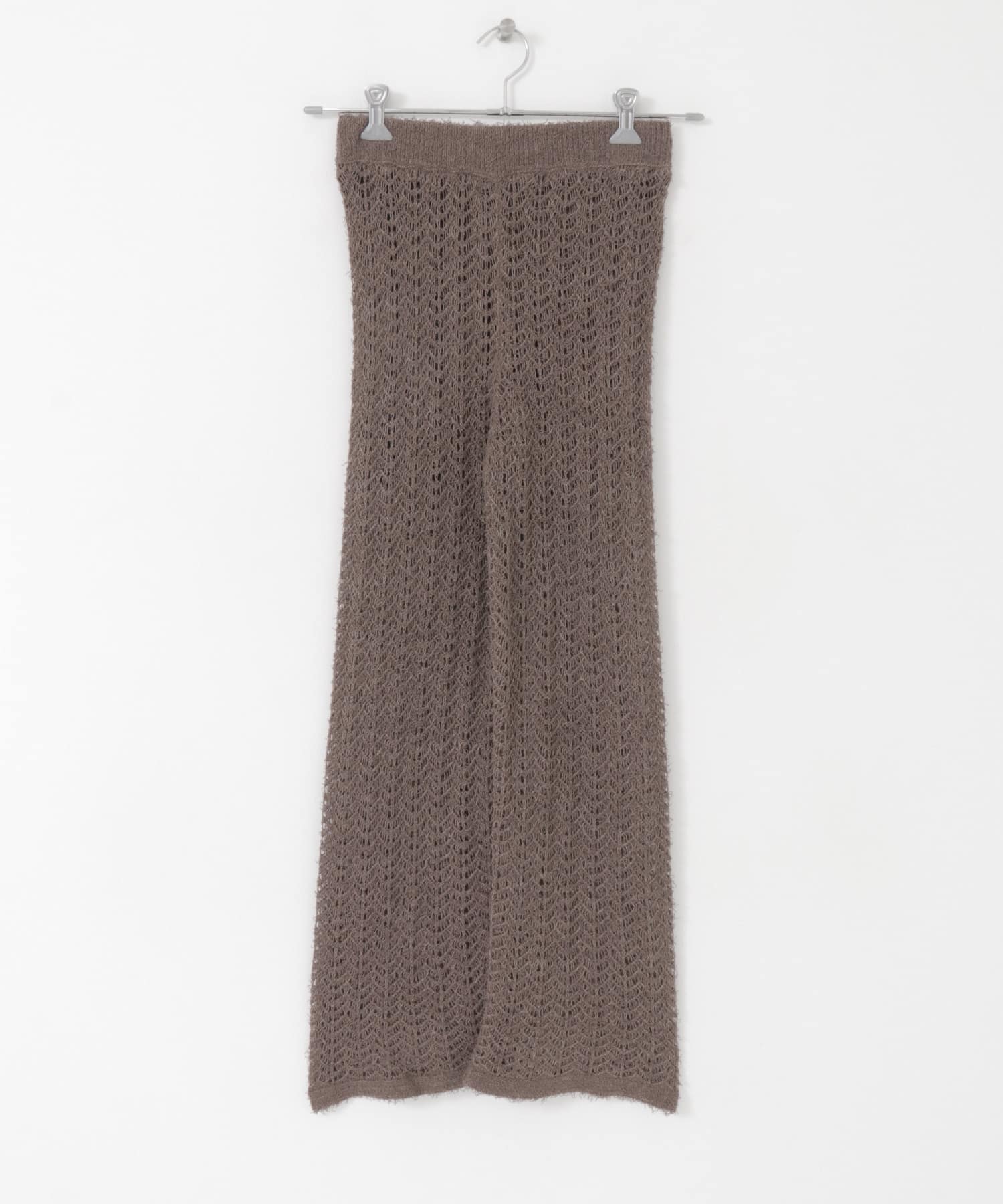 透かし編みニットパンツ BROWN one