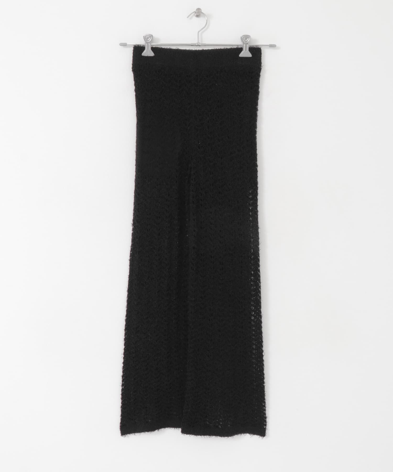透かし編みニットパンツ BLACK one