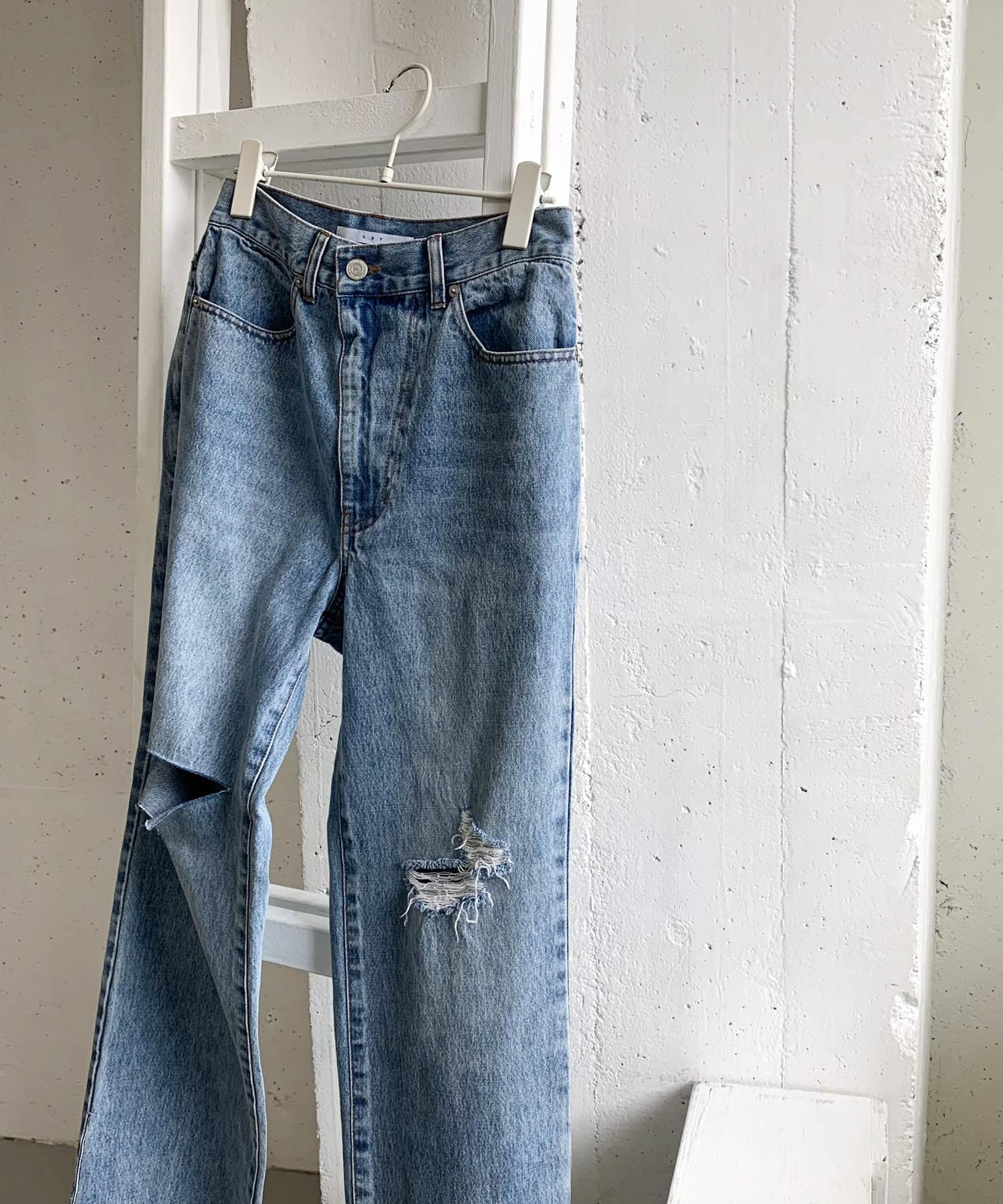 リメイクダメージスリットデニム L.BLUE 36