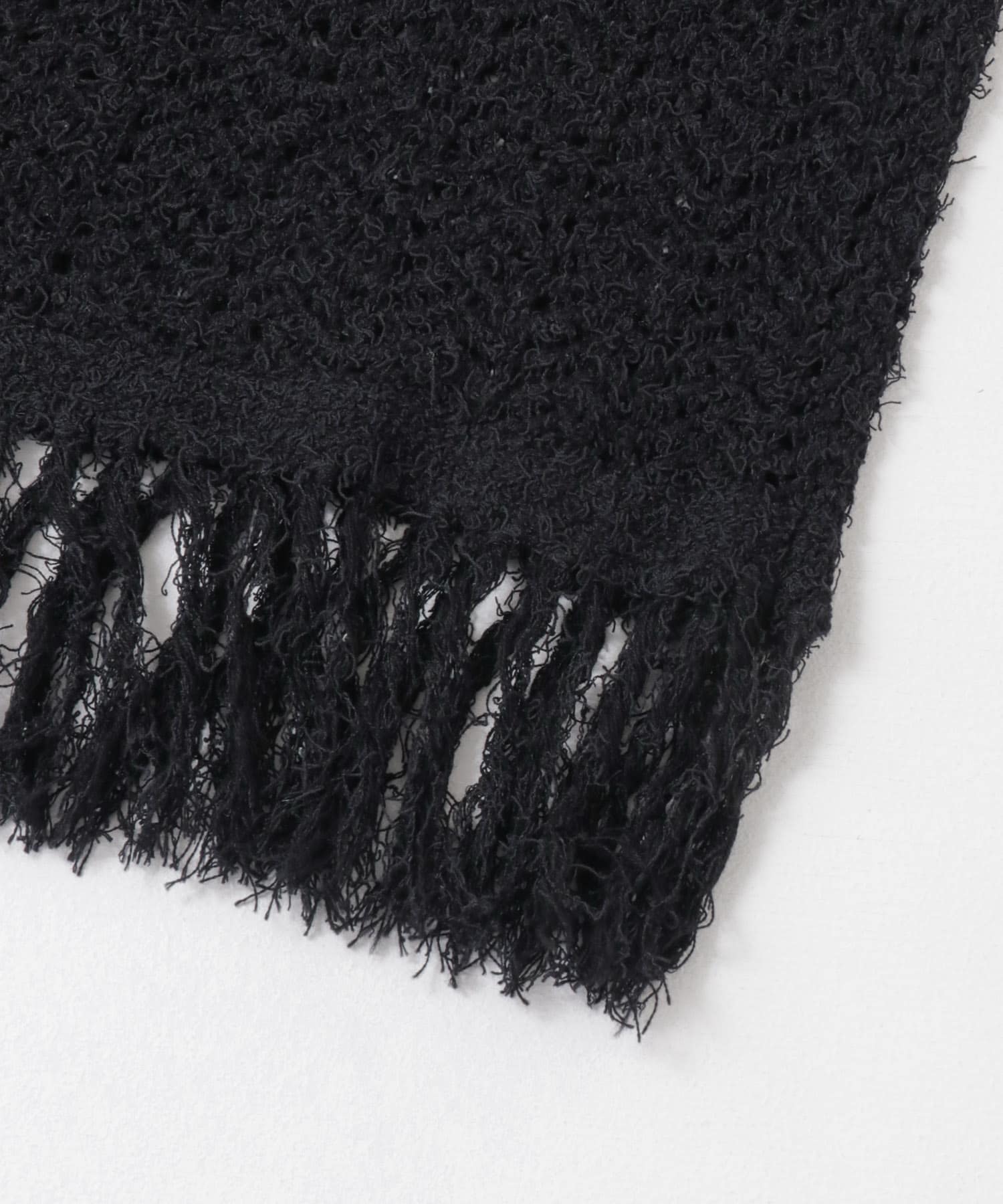 フリンジ透かし編みニットスカート BLACK one