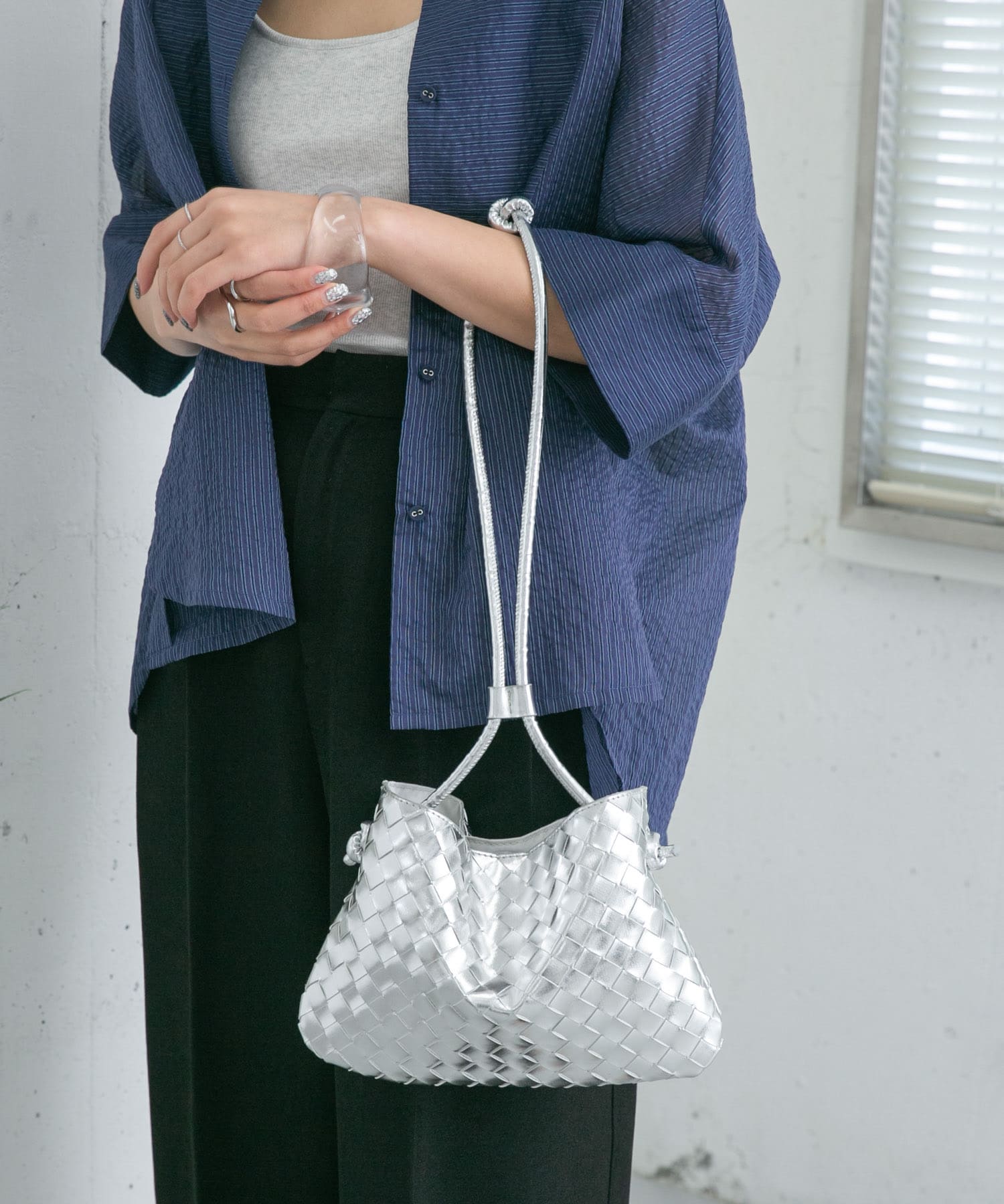 2WAYメッシュポーチBAG SILVER one