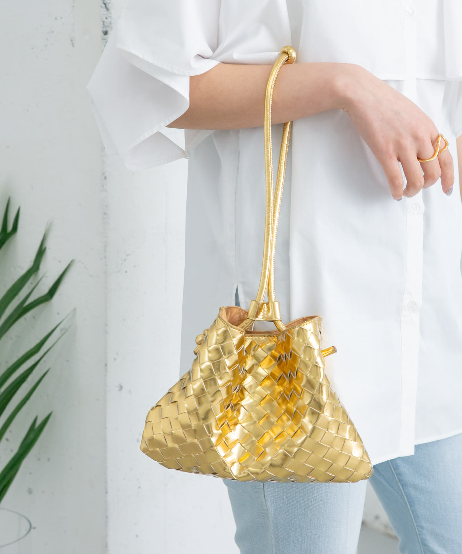 2WAYメッシュポーチBAG GOLD one