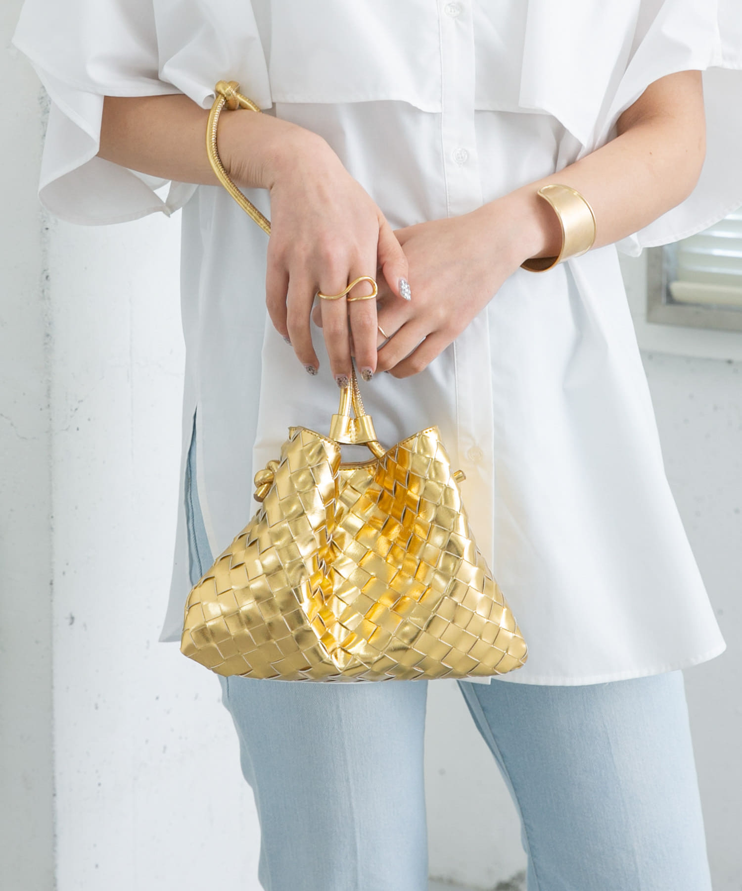 2WAYメッシュポーチBAG GOLD one