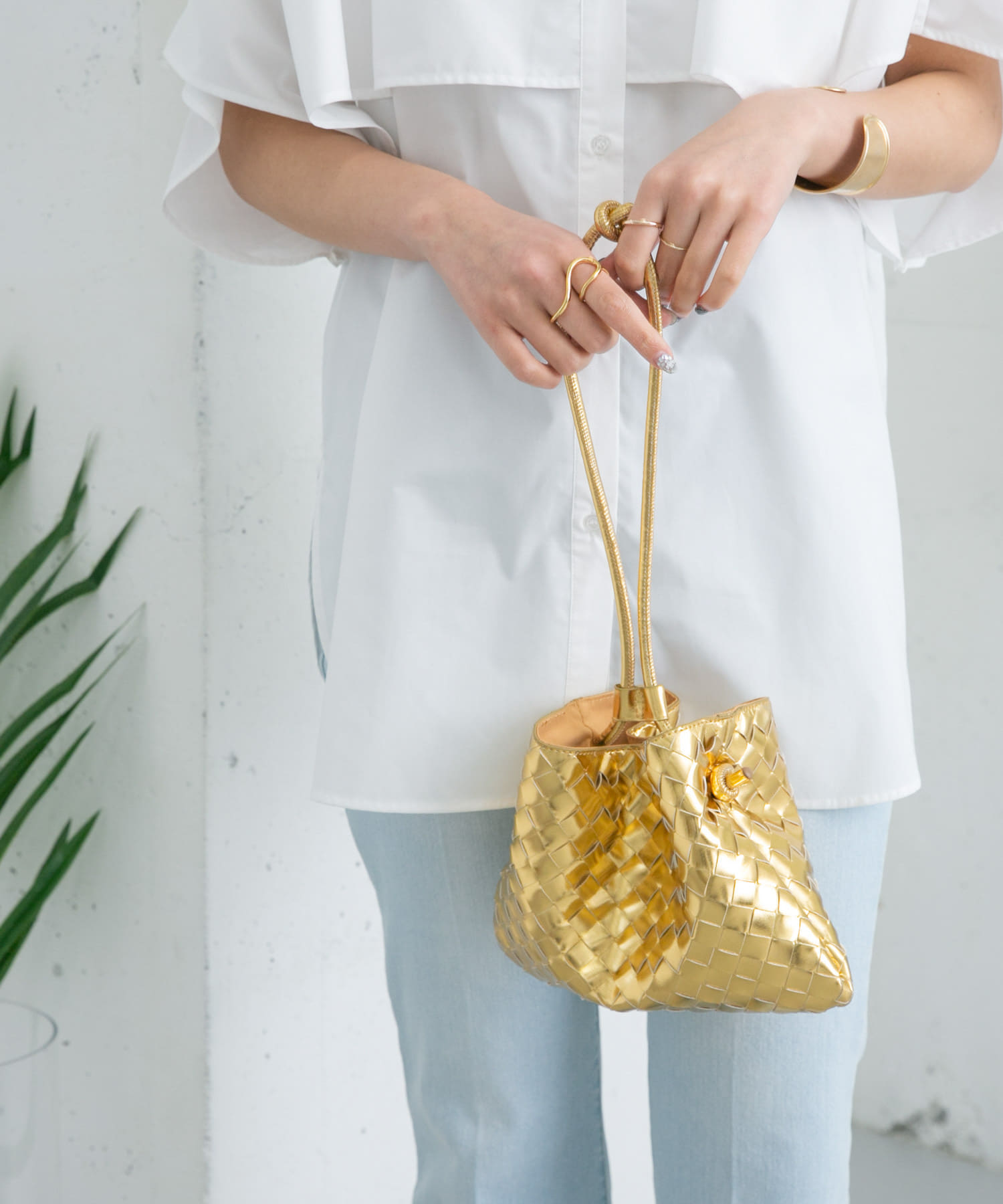 2WAYメッシュポーチBAG GOLD one