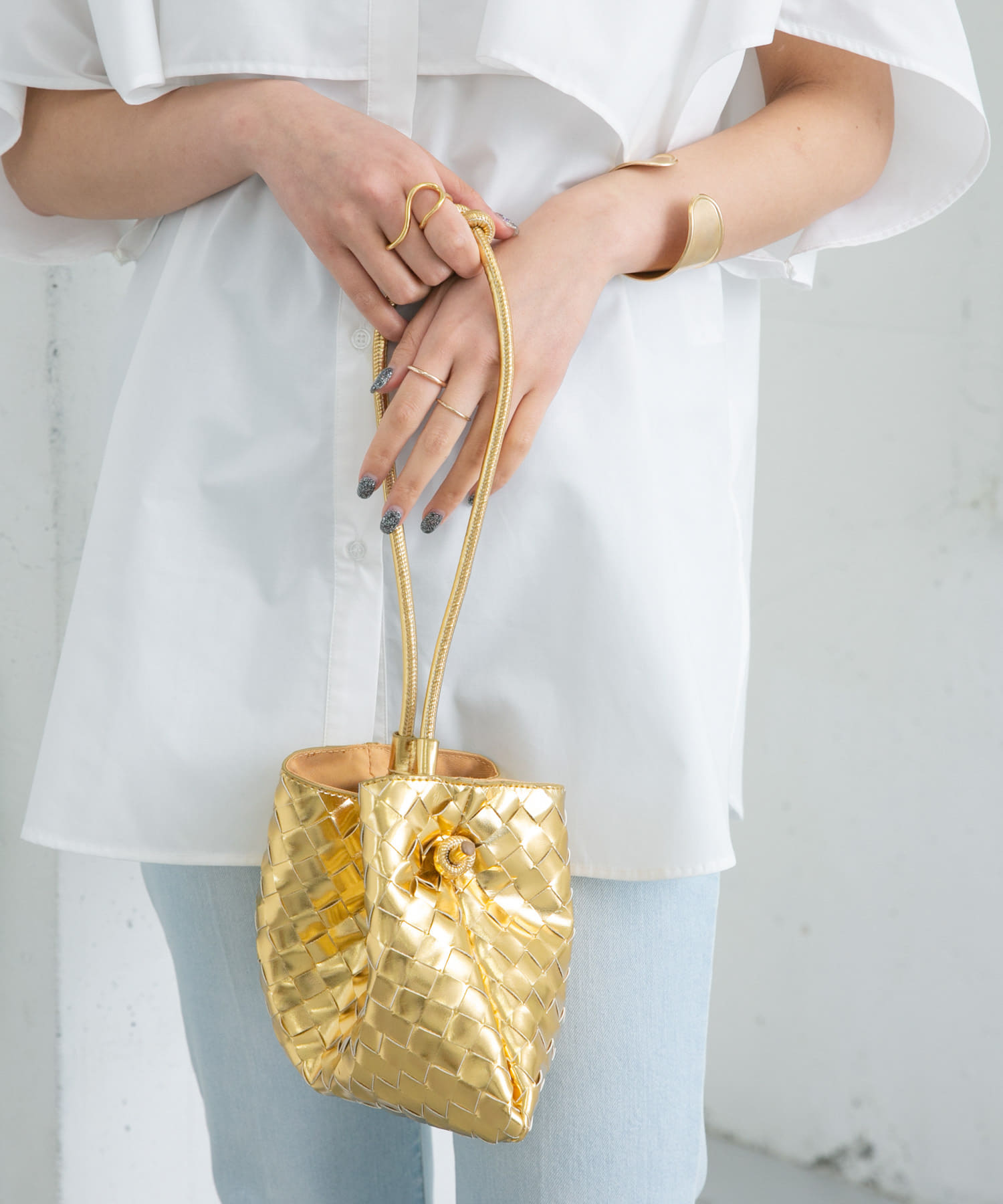 2WAYメッシュポーチBAG GOLD one
