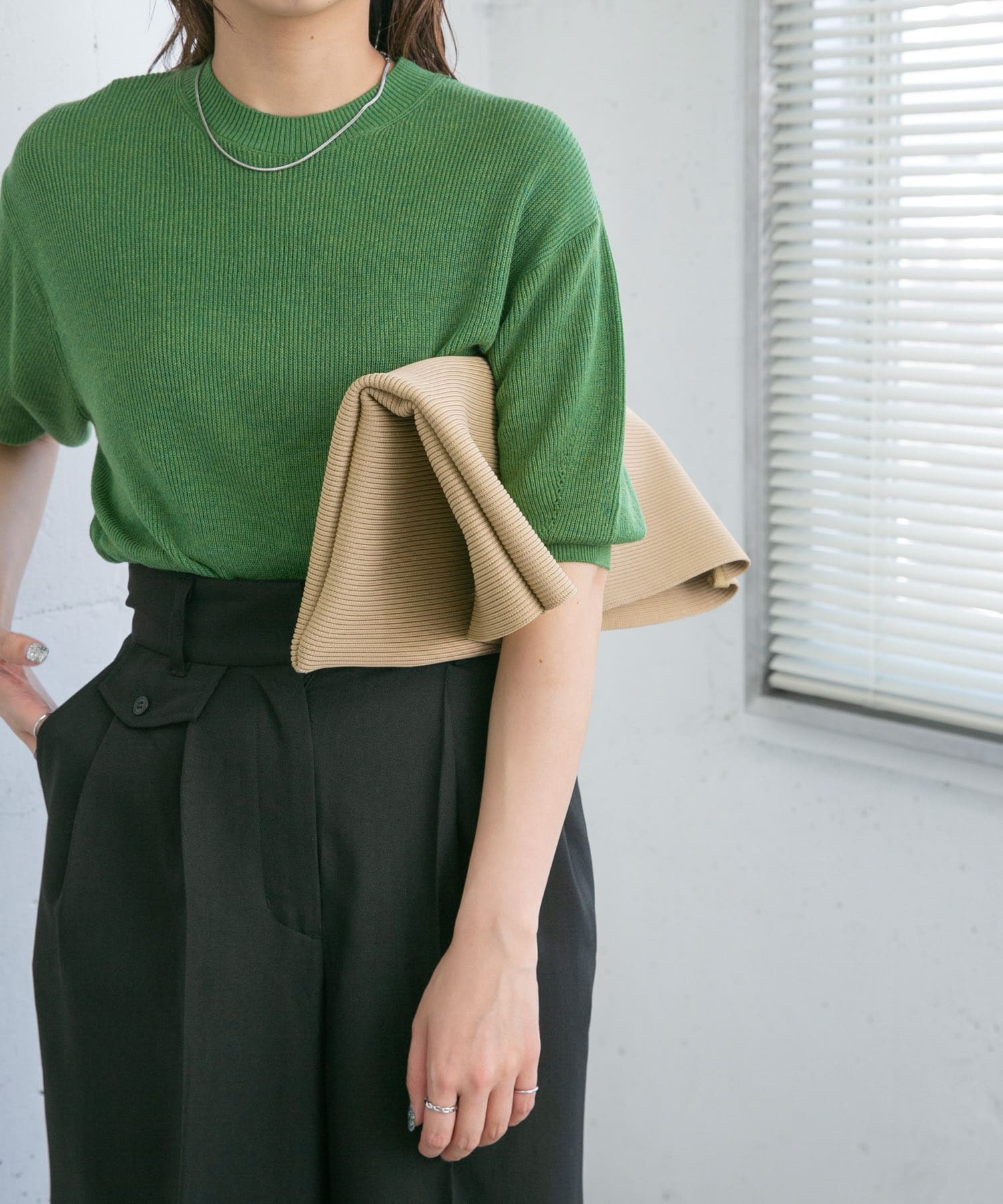スクエアニットBAG BEIGE one