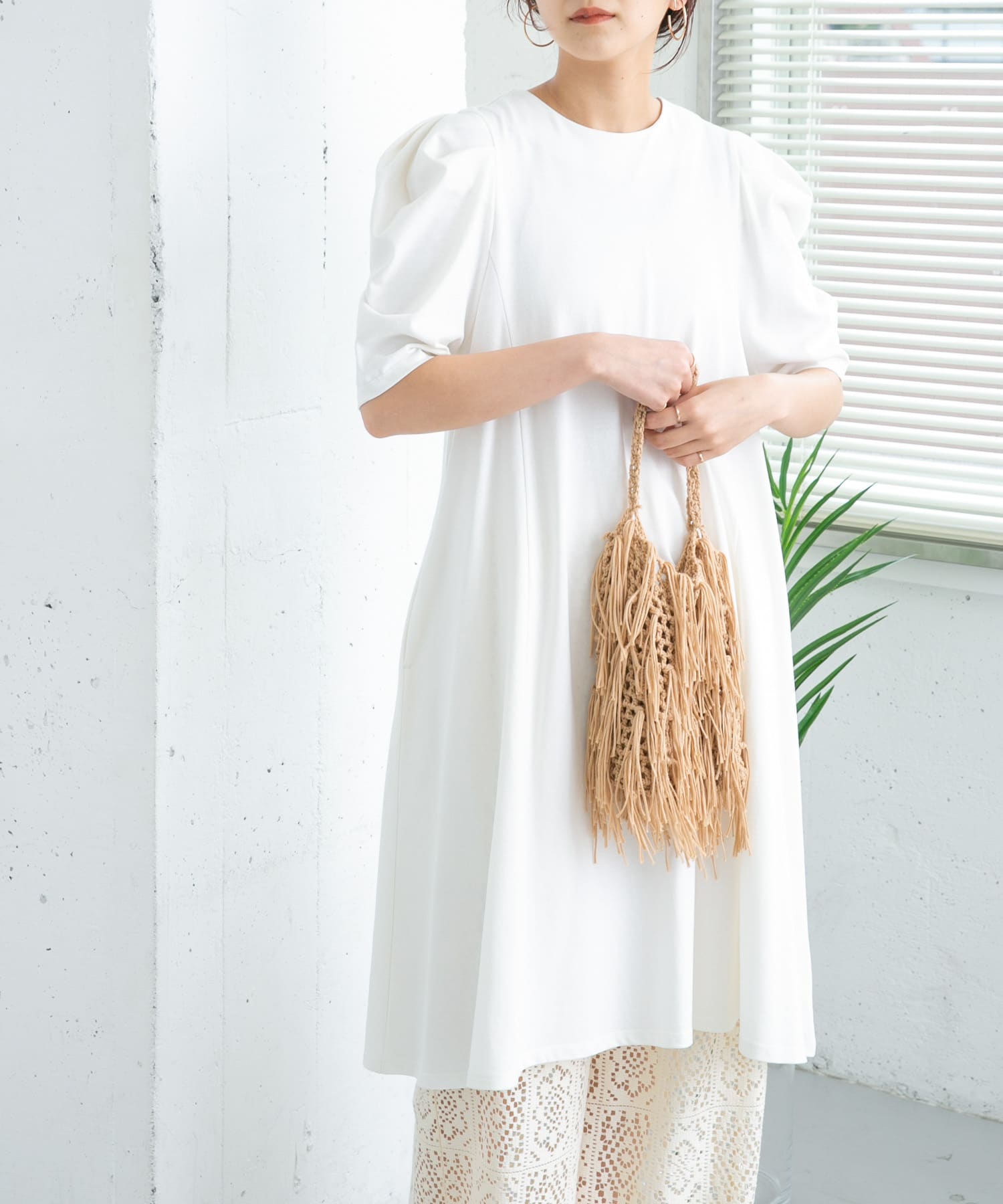 フリンジニットBAG BEIGE one
