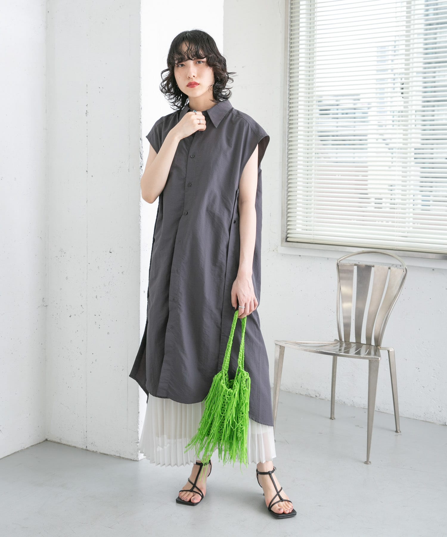 フリンジニットBAG GREEN one