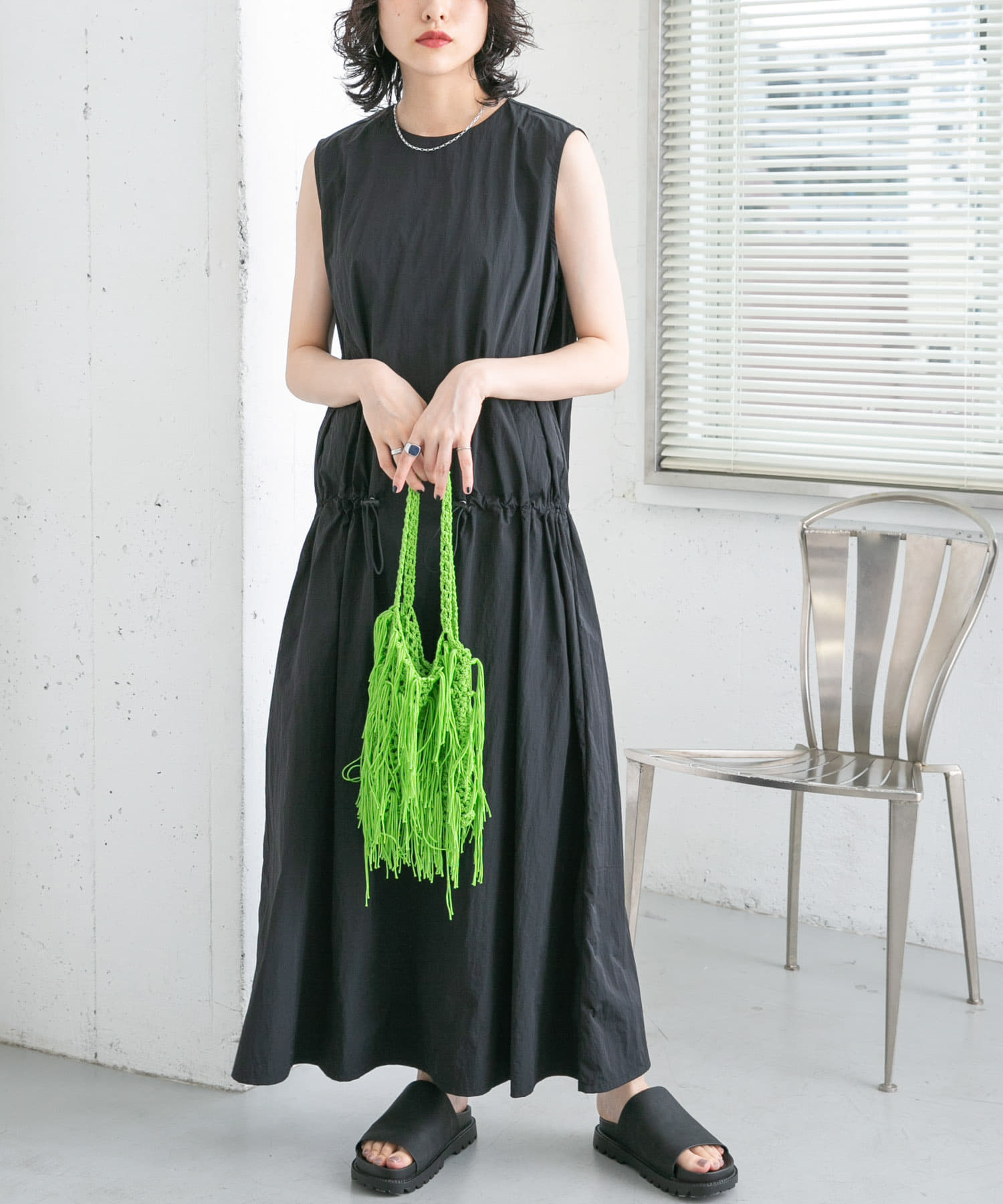 フリンジニットBAG GREEN one