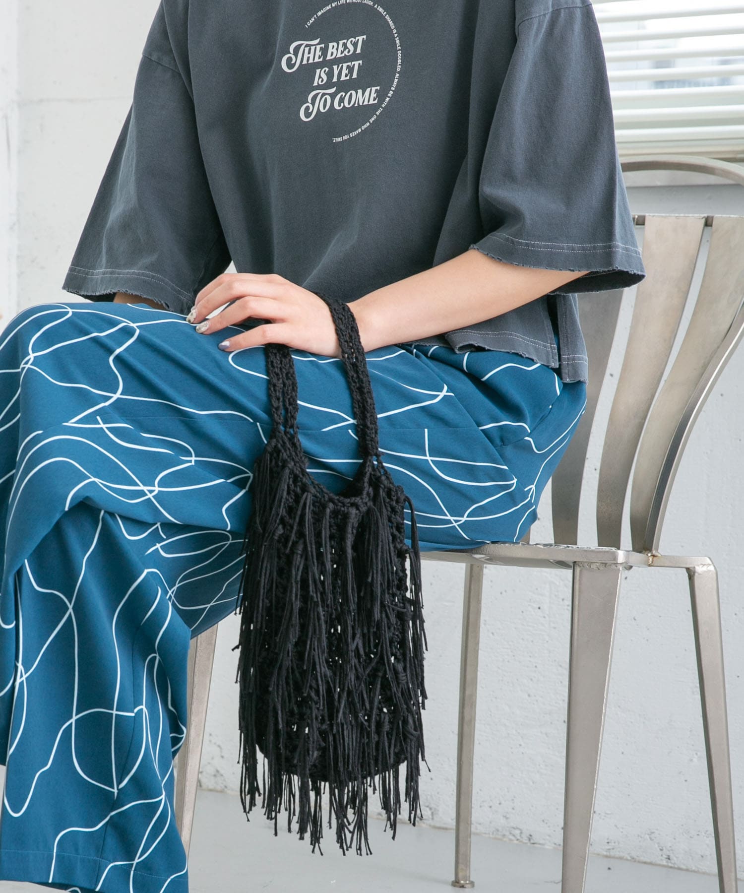 フリンジニットBAG BLACK one