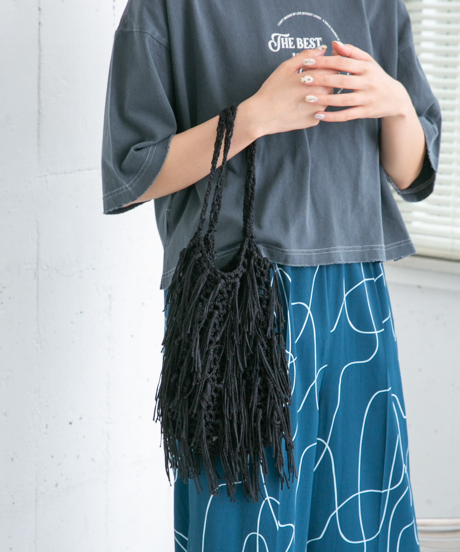 フリンジニットBAG BLACK one