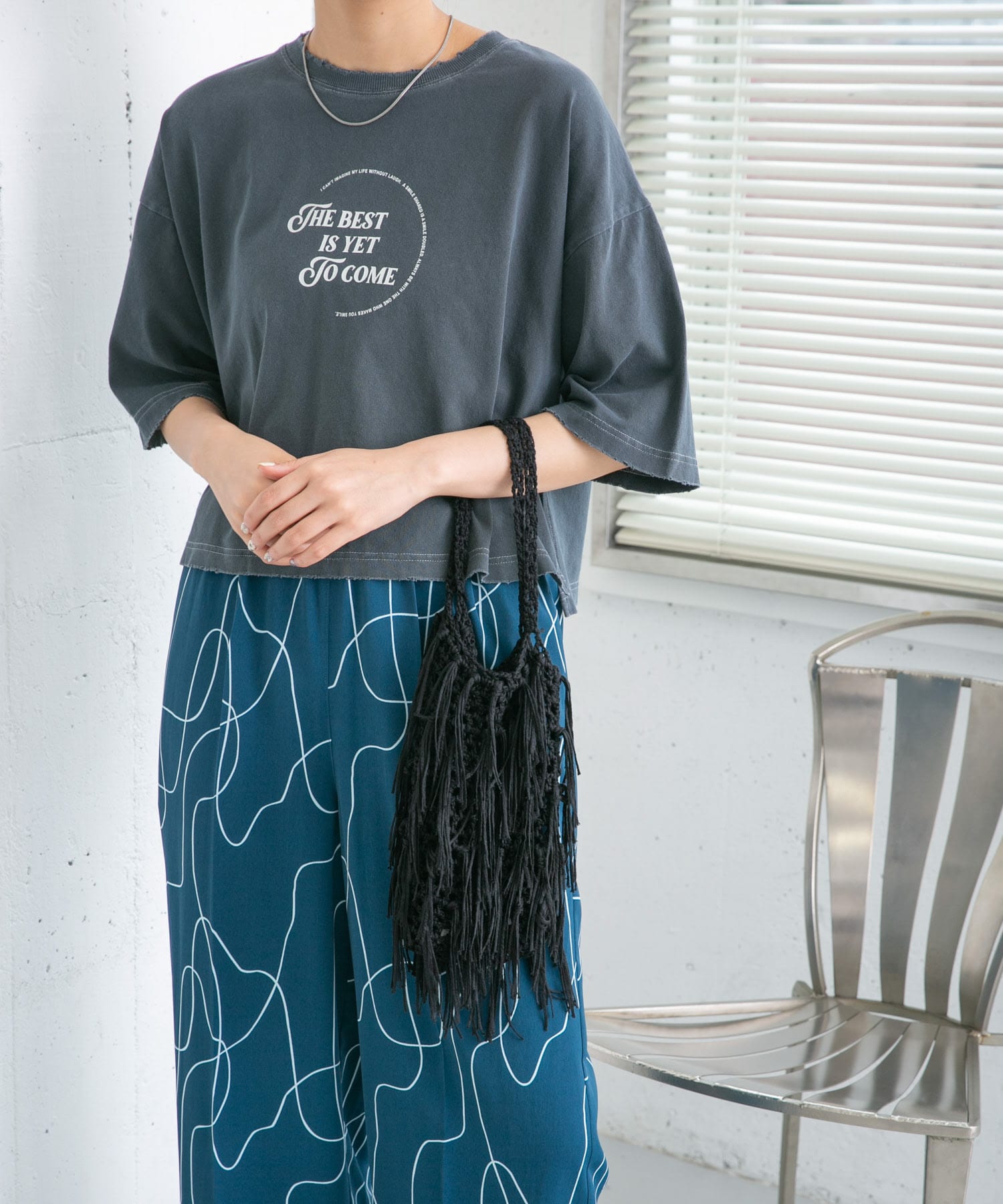 フリンジニットBAG BLACK one