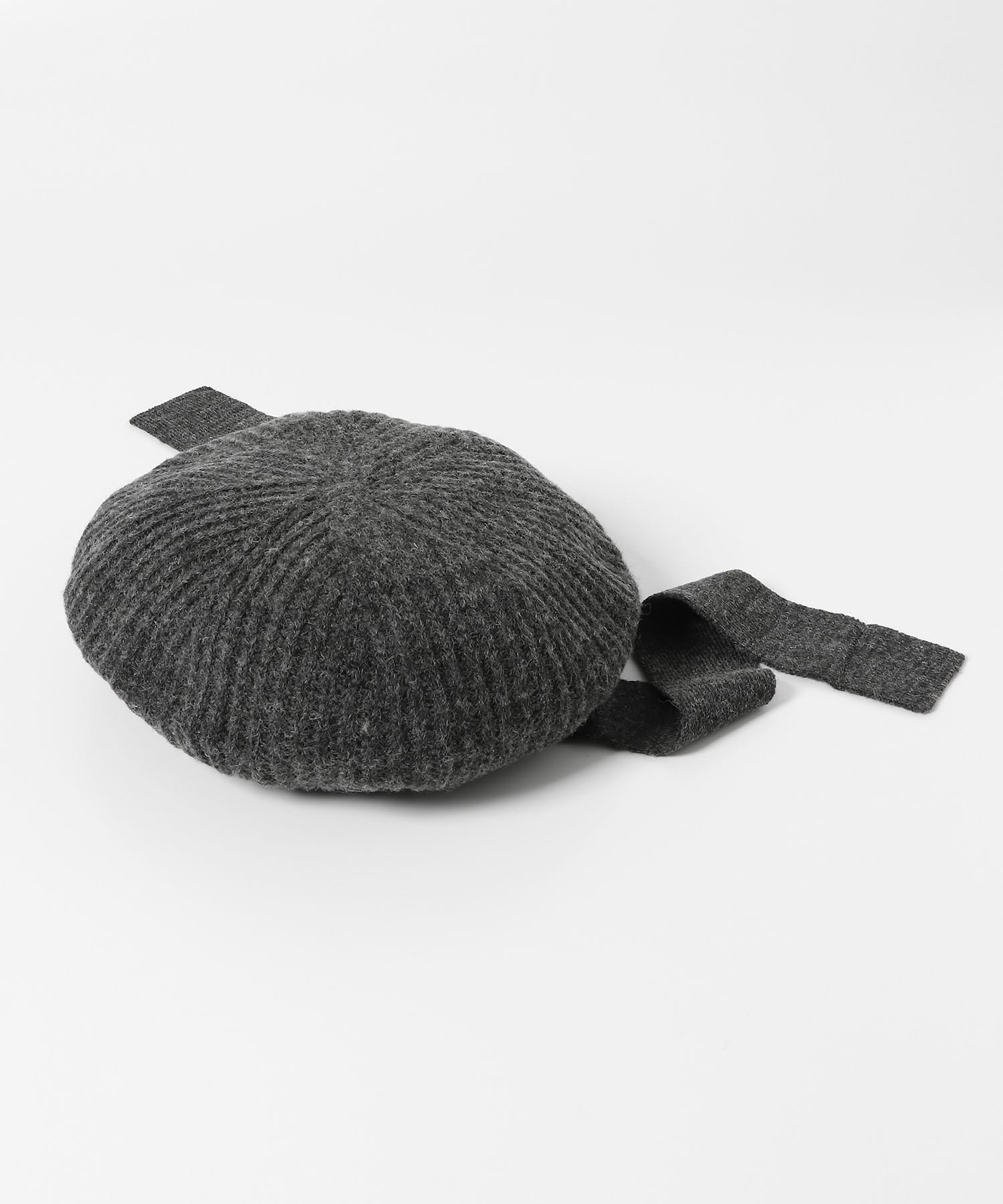 リボン付きニットベレー帽 CHARCOAL one