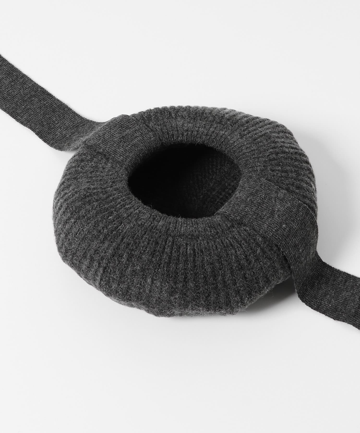 リボン付きニットベレー帽 CHARCOAL one