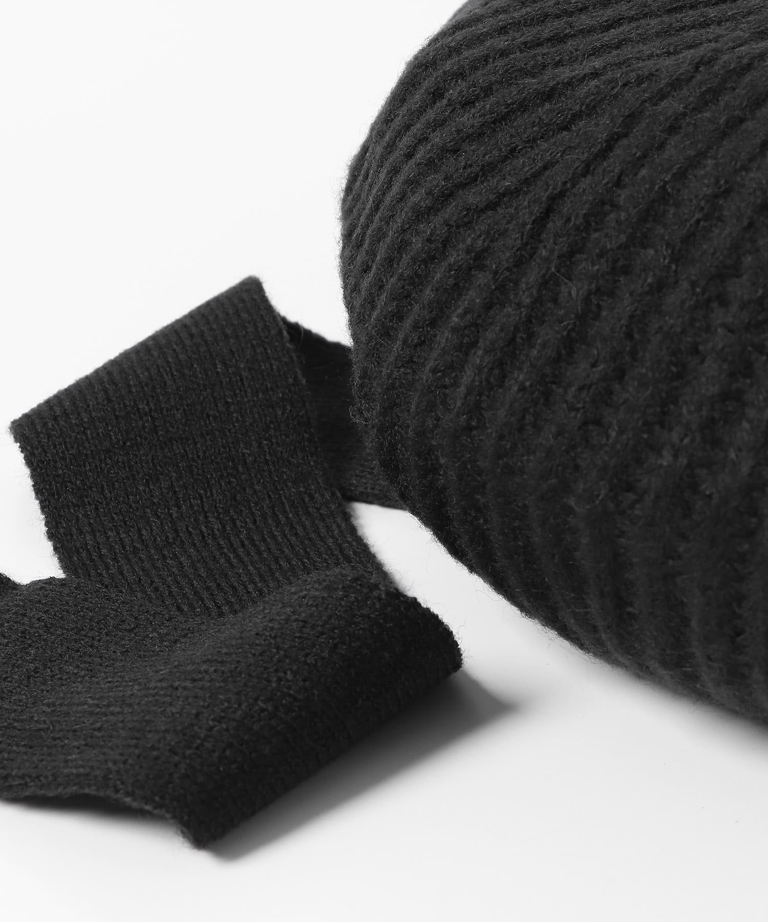 リボン付きニットベレー帽 BLACK one