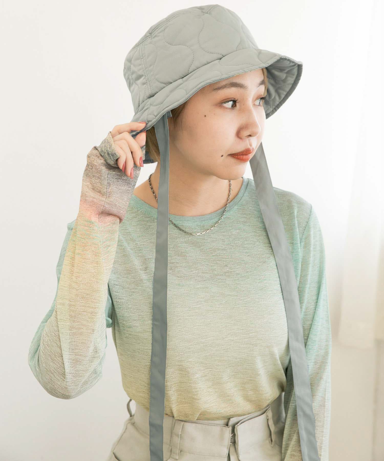 リボン付きキルティングバケットHAT