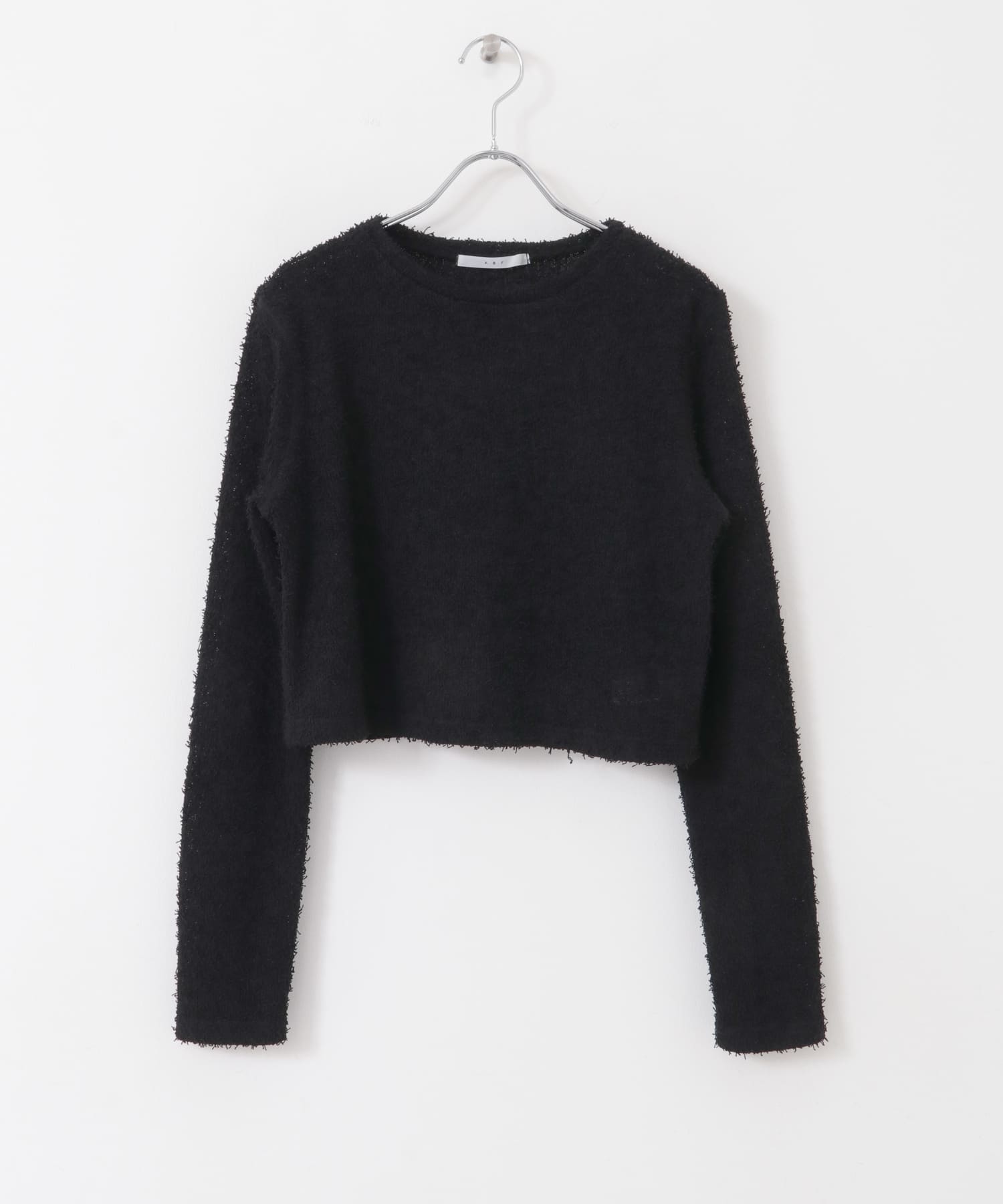 クロップドパイルカットソー BLACK one