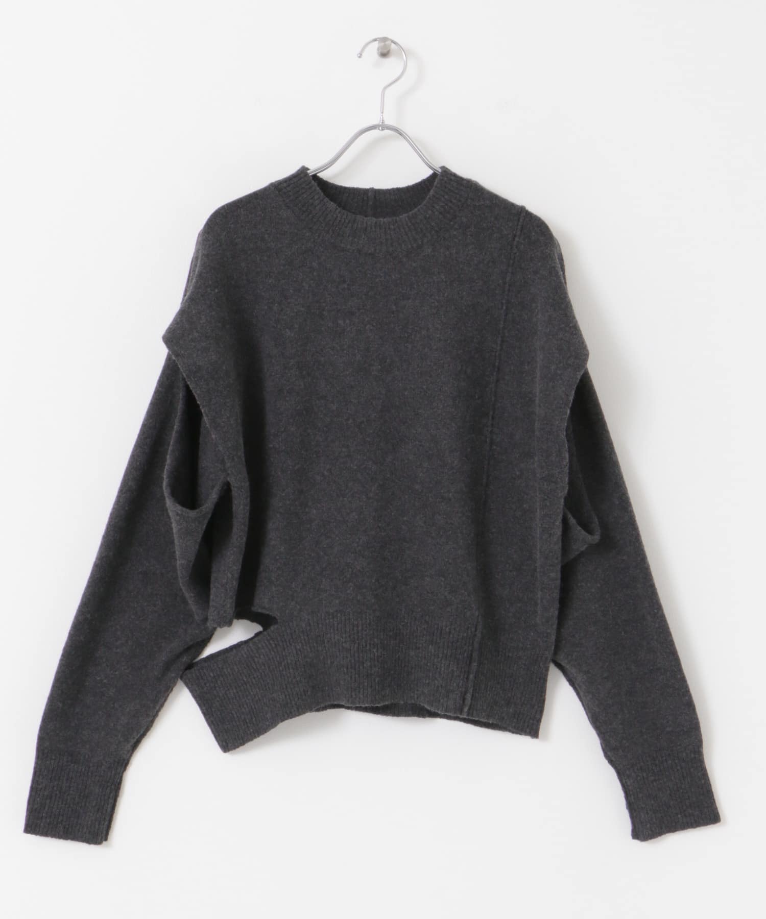 CUTOUTアウトリンキングニット CHARCOAL one