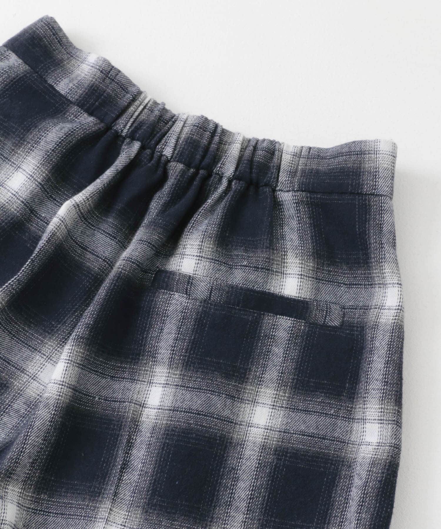 オンブレチェックWIDEパンツ NAVY×OFF one