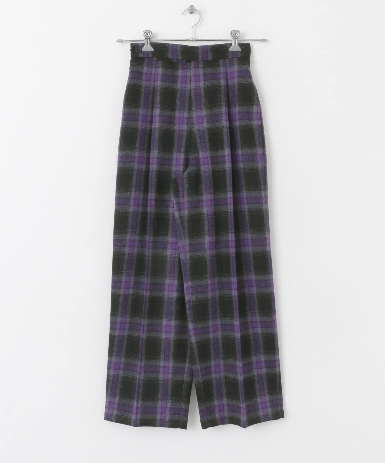 オンブレチェックWIDEパンツ BLACK×PPL one