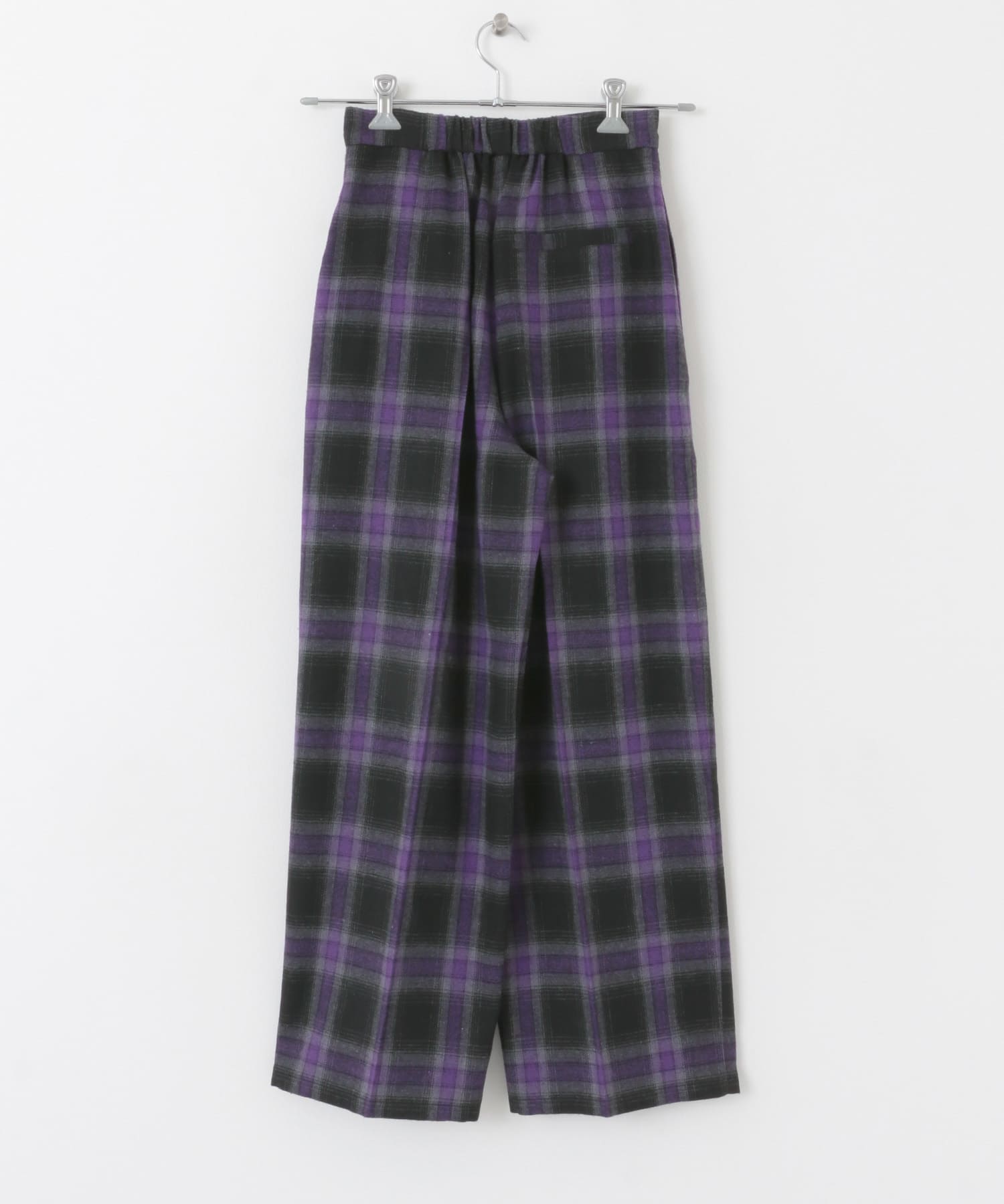 オンブレチェックWIDEパンツ BLACK×PPL one