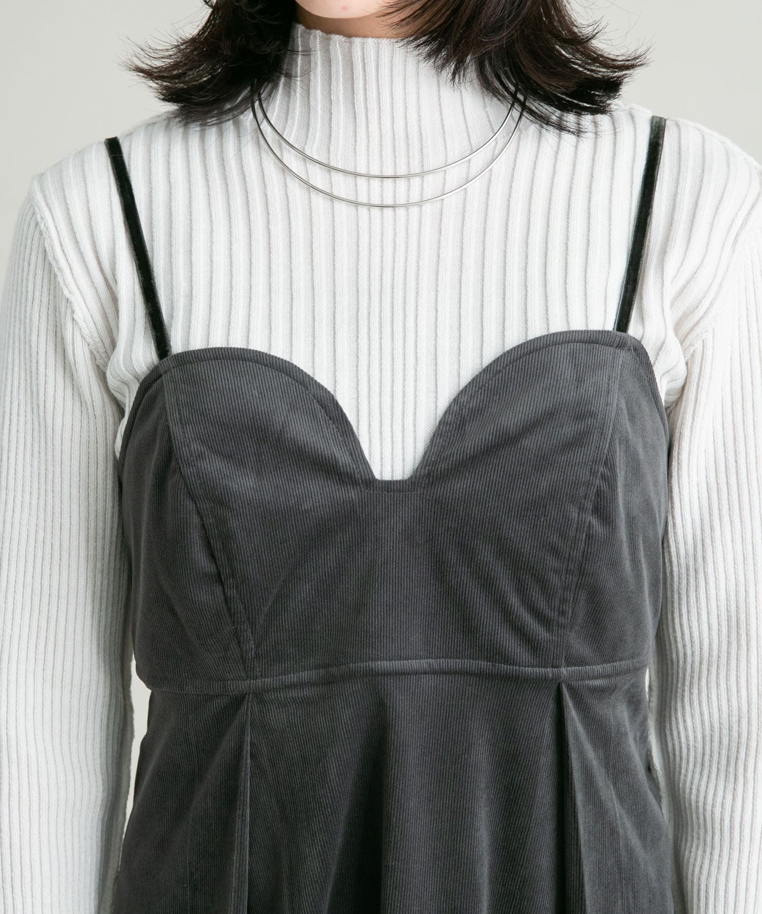 ビスチェデザインマキシワンピース CHARCOAL 38