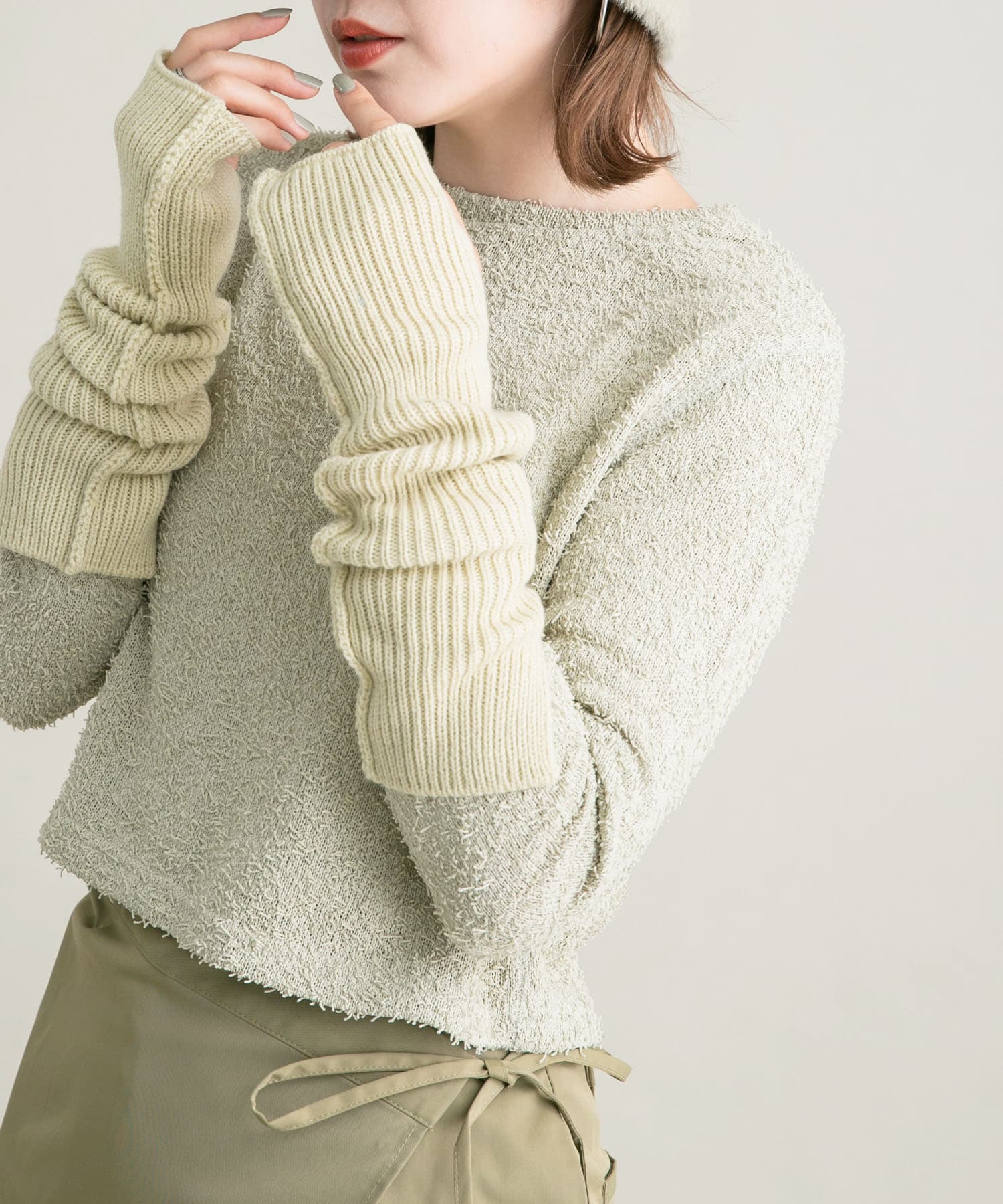 スリットリブアームウォーマー BEIGE one
