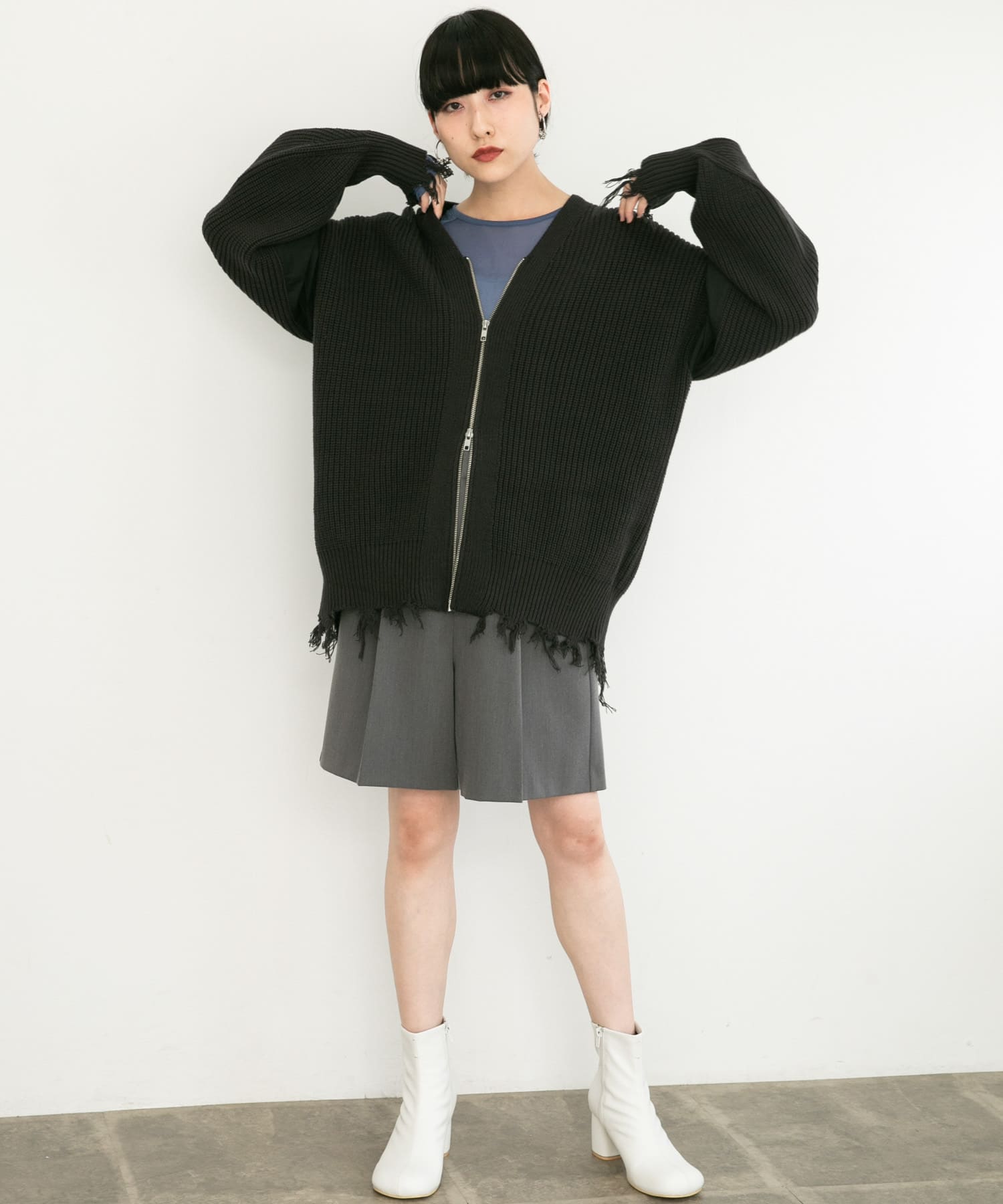 ラウンドトゥショートブーツ WHITE 36