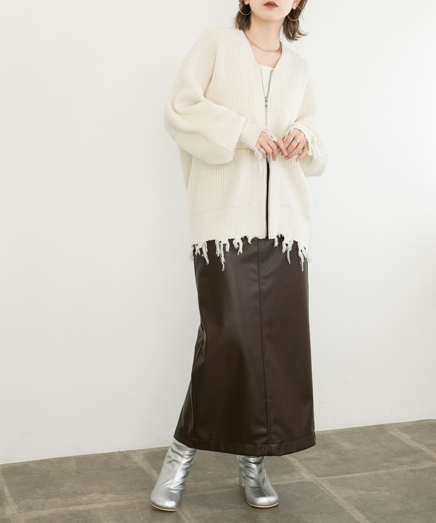 ラウンドトゥショートブーツ SILVER 36