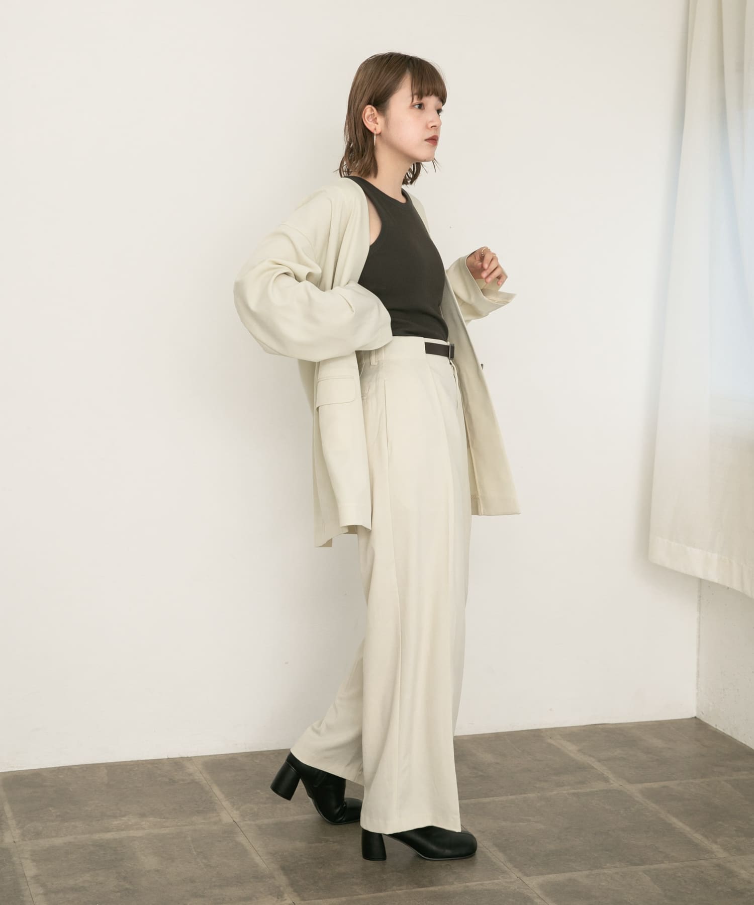 ラウンドトゥショートブーツ BLACK 36