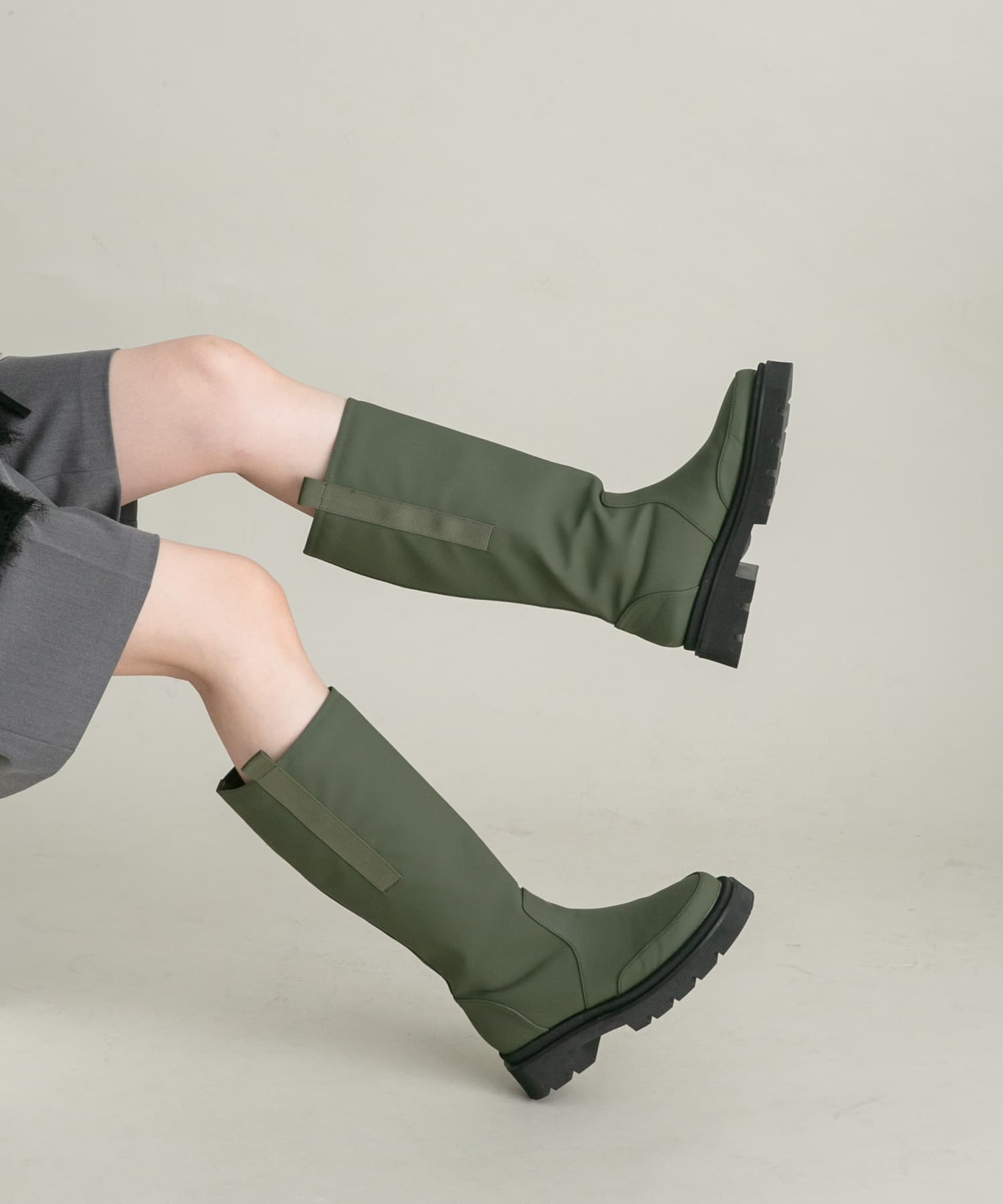 トラックソールロングブーツ KHAKI 22.5