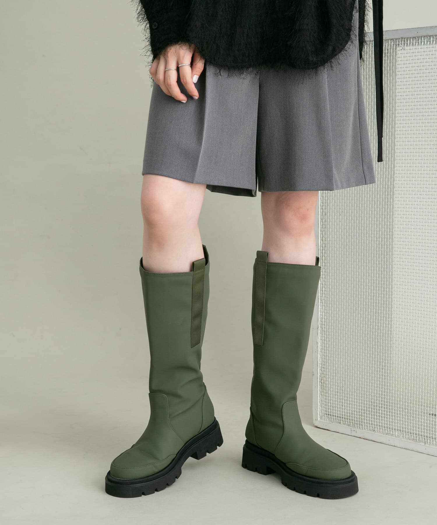 トラックソールロングブーツ KHAKI 22.5