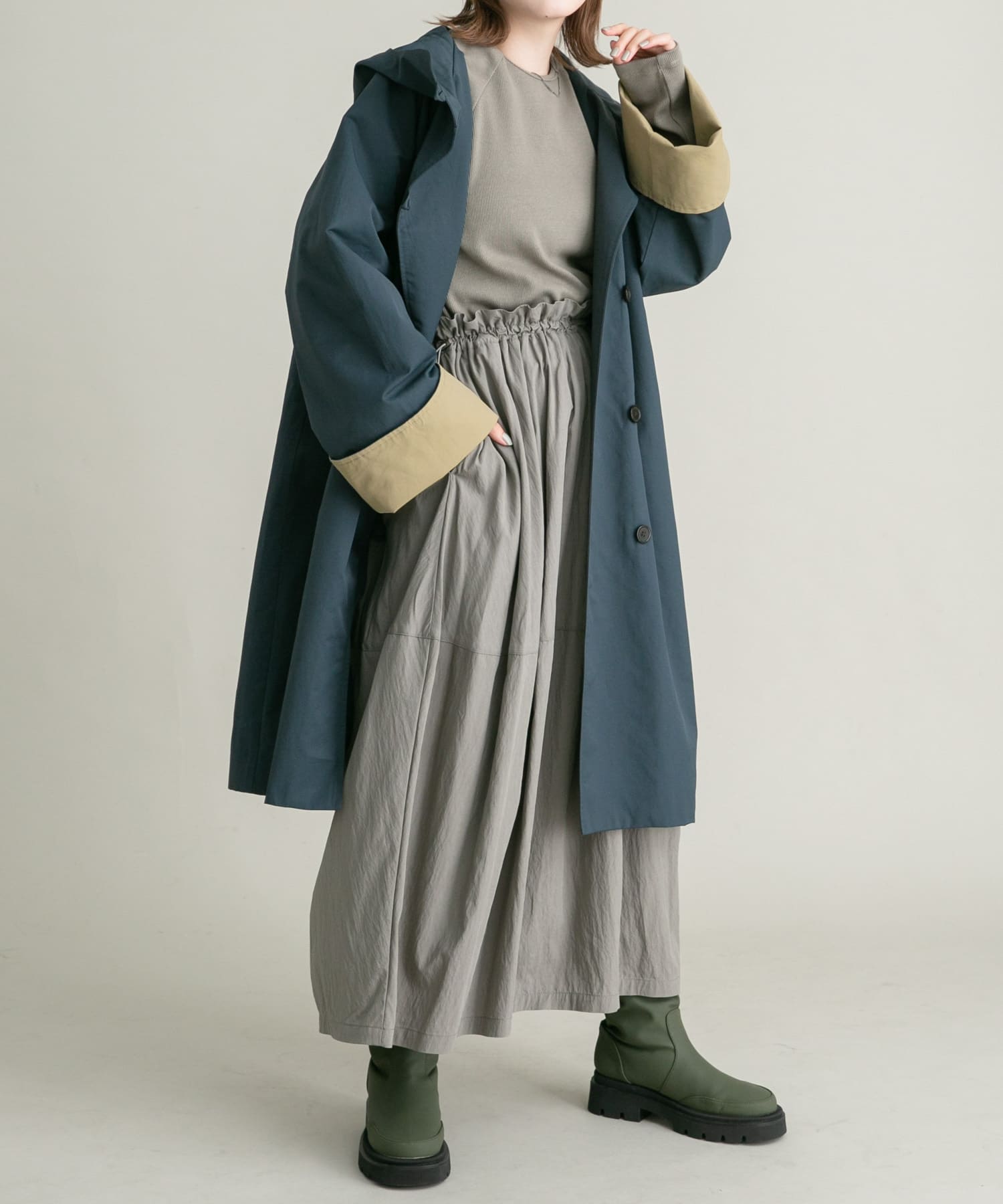 トラックソールロングブーツ KHAKI 22.5