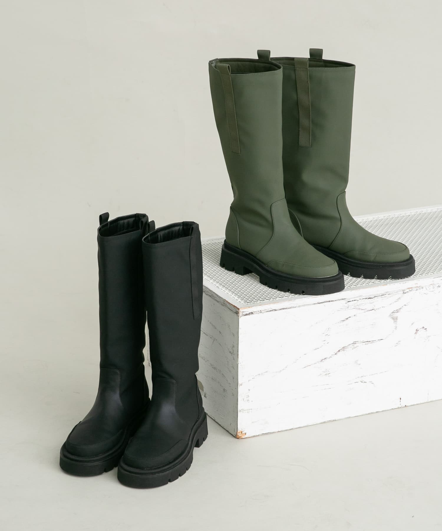 トラックソールロングブーツ KHAKI 22.5