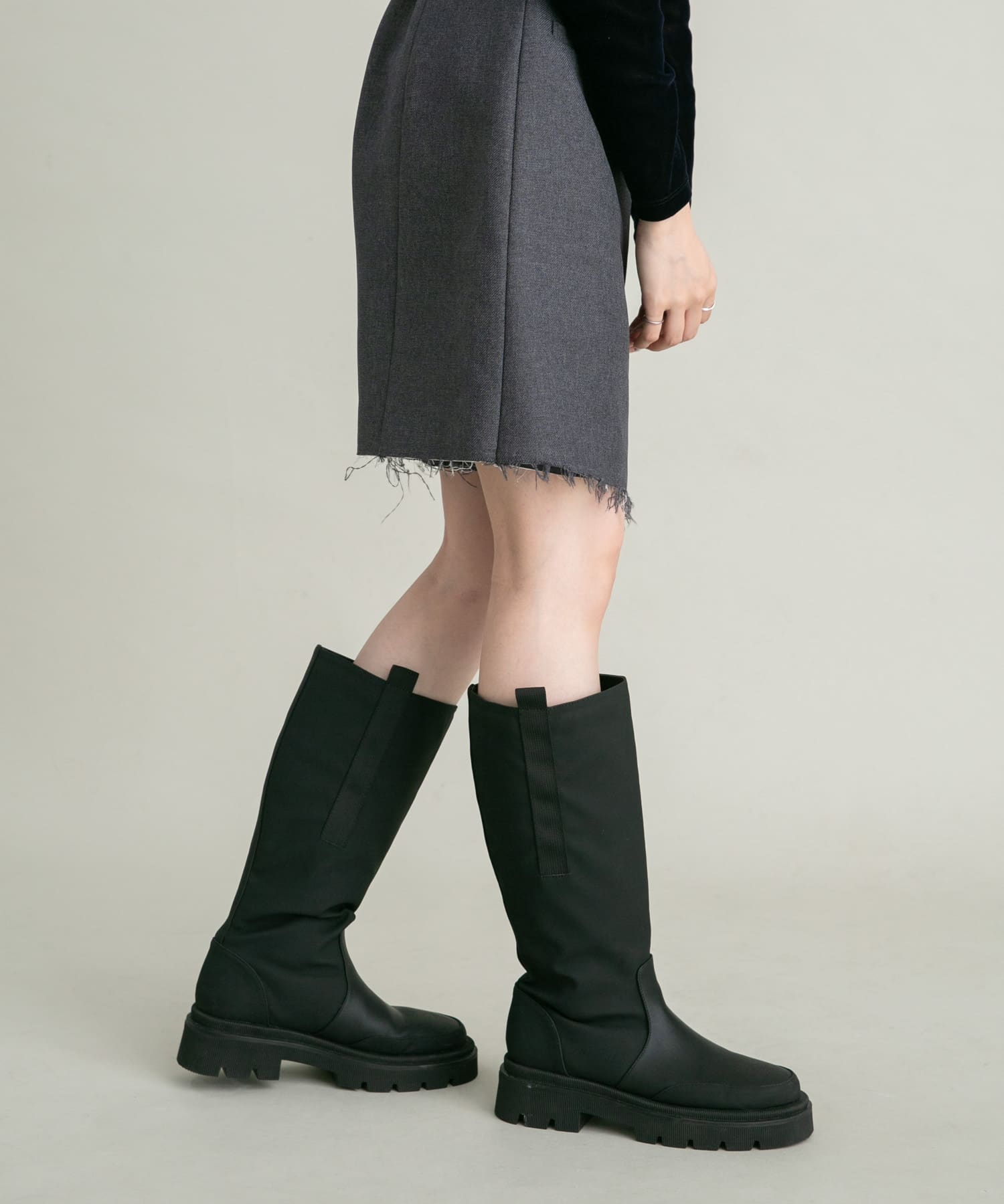 トラックソールロングブーツ BLACK 22.5