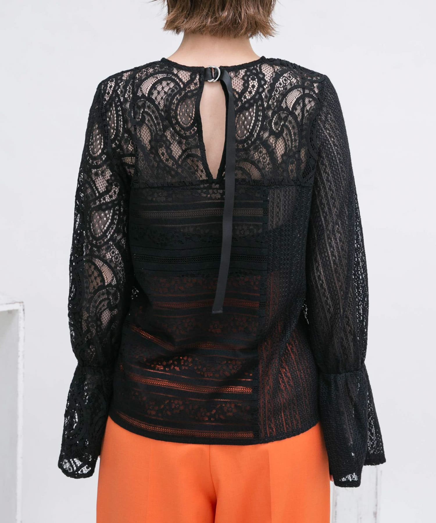 パッチワークレースブラウス BLACK one
