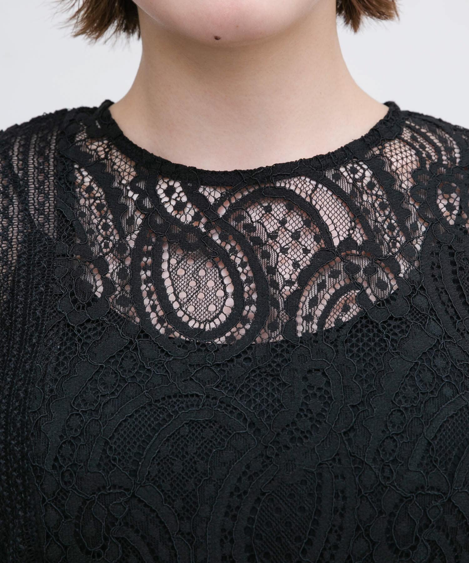 パッチワークレースブラウス BLACK one