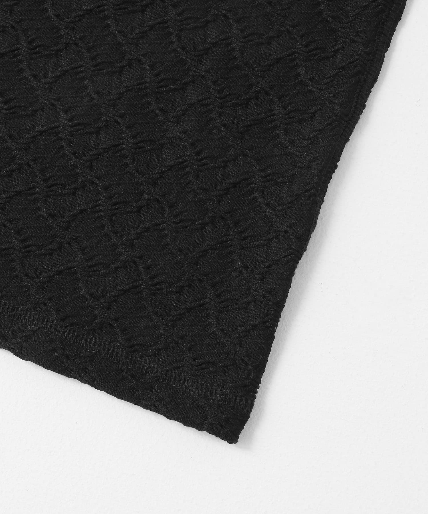 ステッチデザインシャーリングTEE BLACK one
